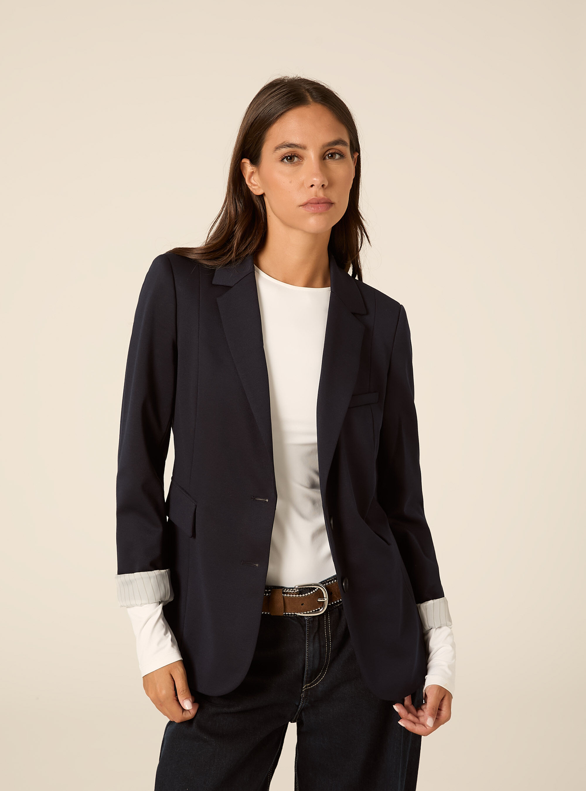 Blazer droit structure a revers