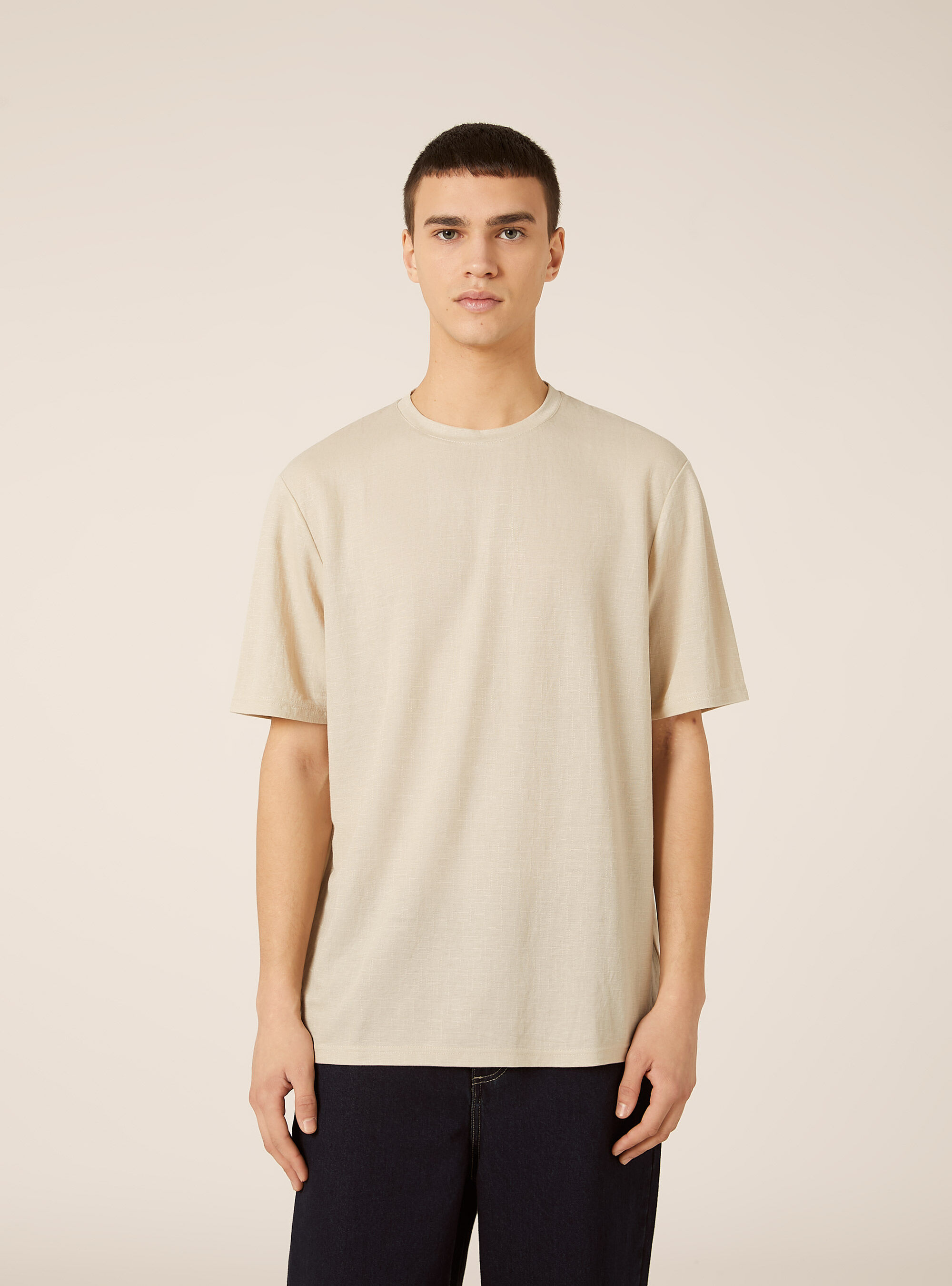 Boxy Fit Textured T-Shirt, BG2 BEIGE MEDIUM