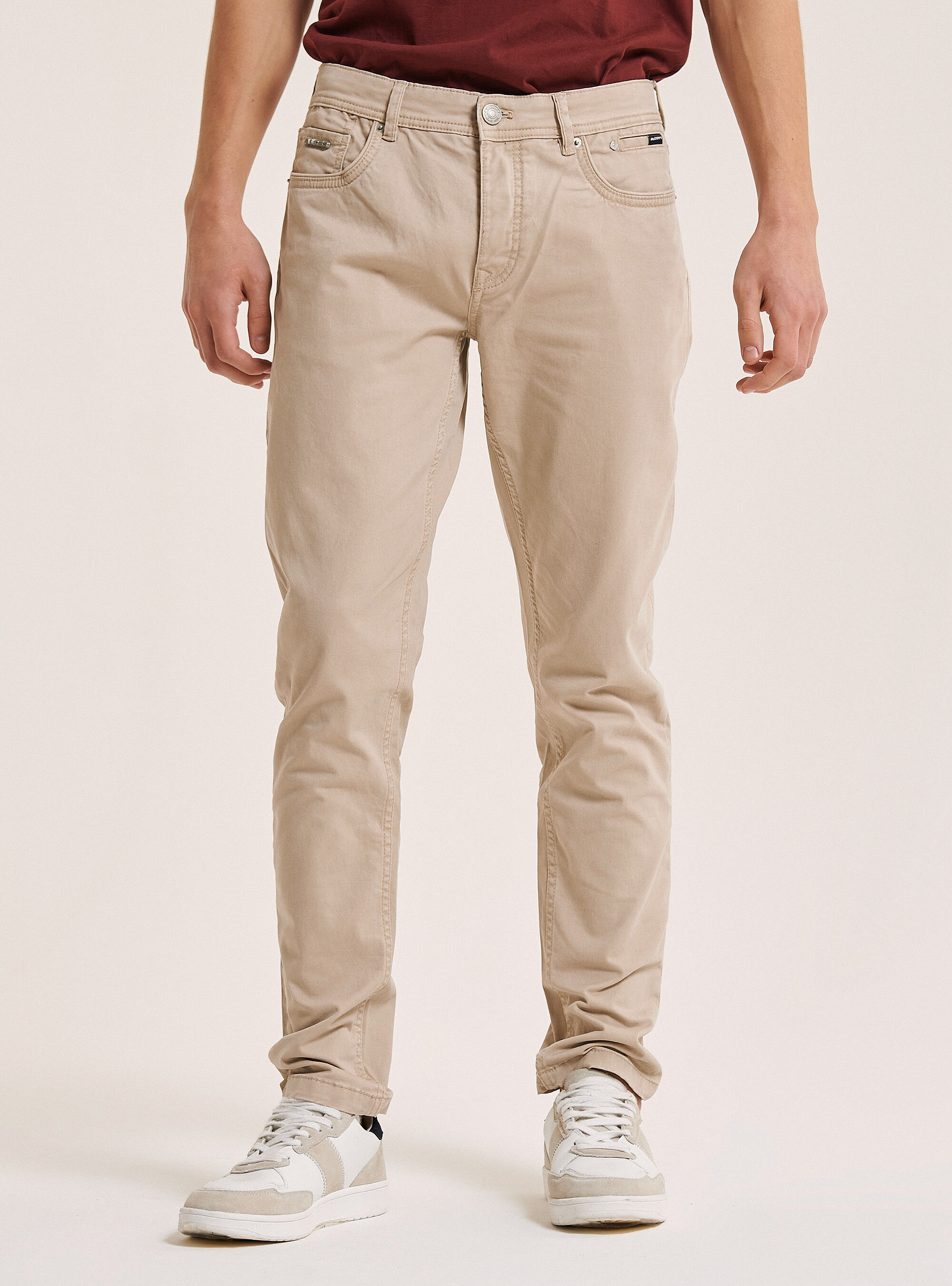 Pantalon skinny fit en coton recycl&eacute;, C581 BEIGE