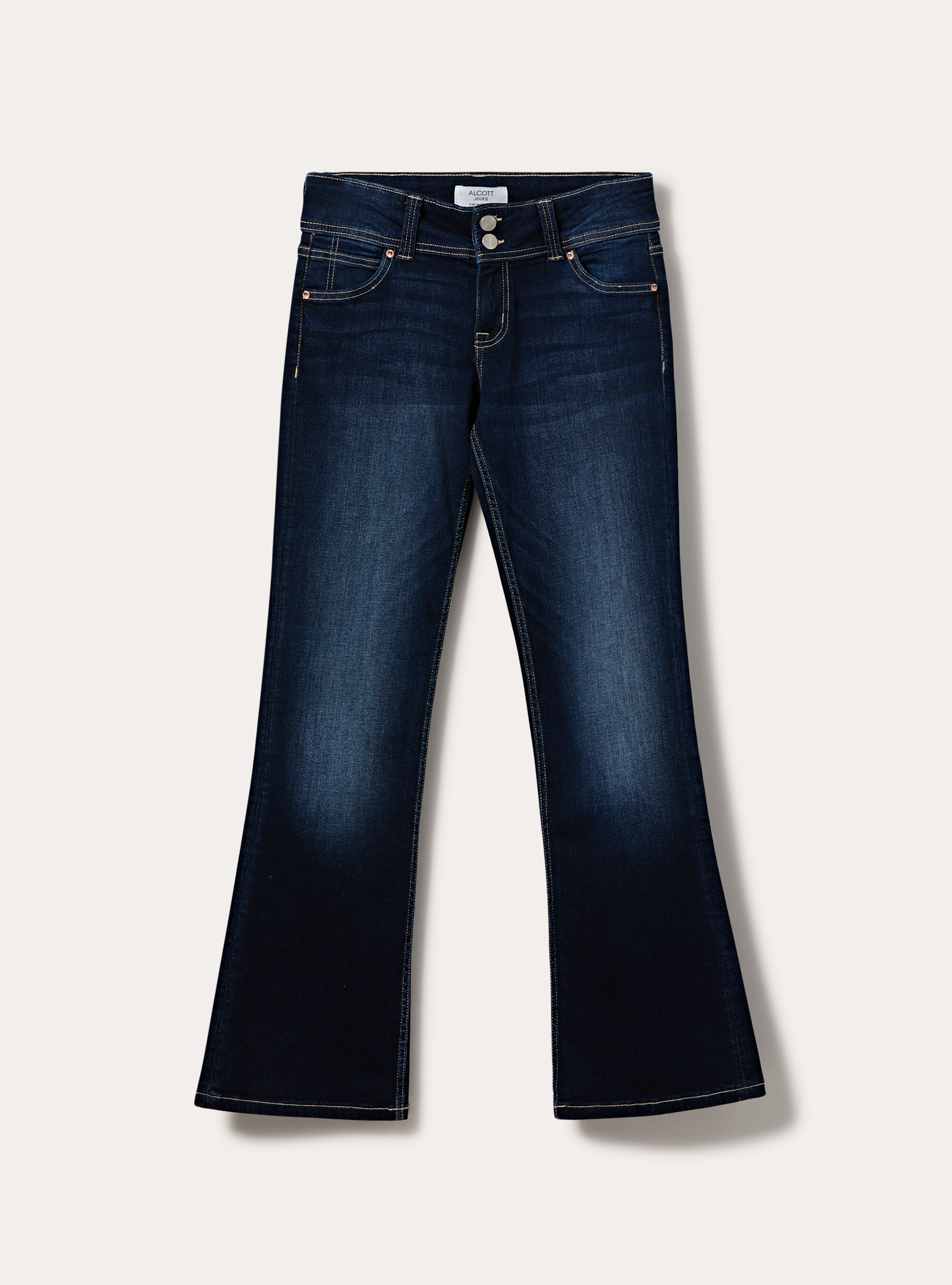 Jeans bootcut  vita bassa, D002 MEDIUM DARK BLUE