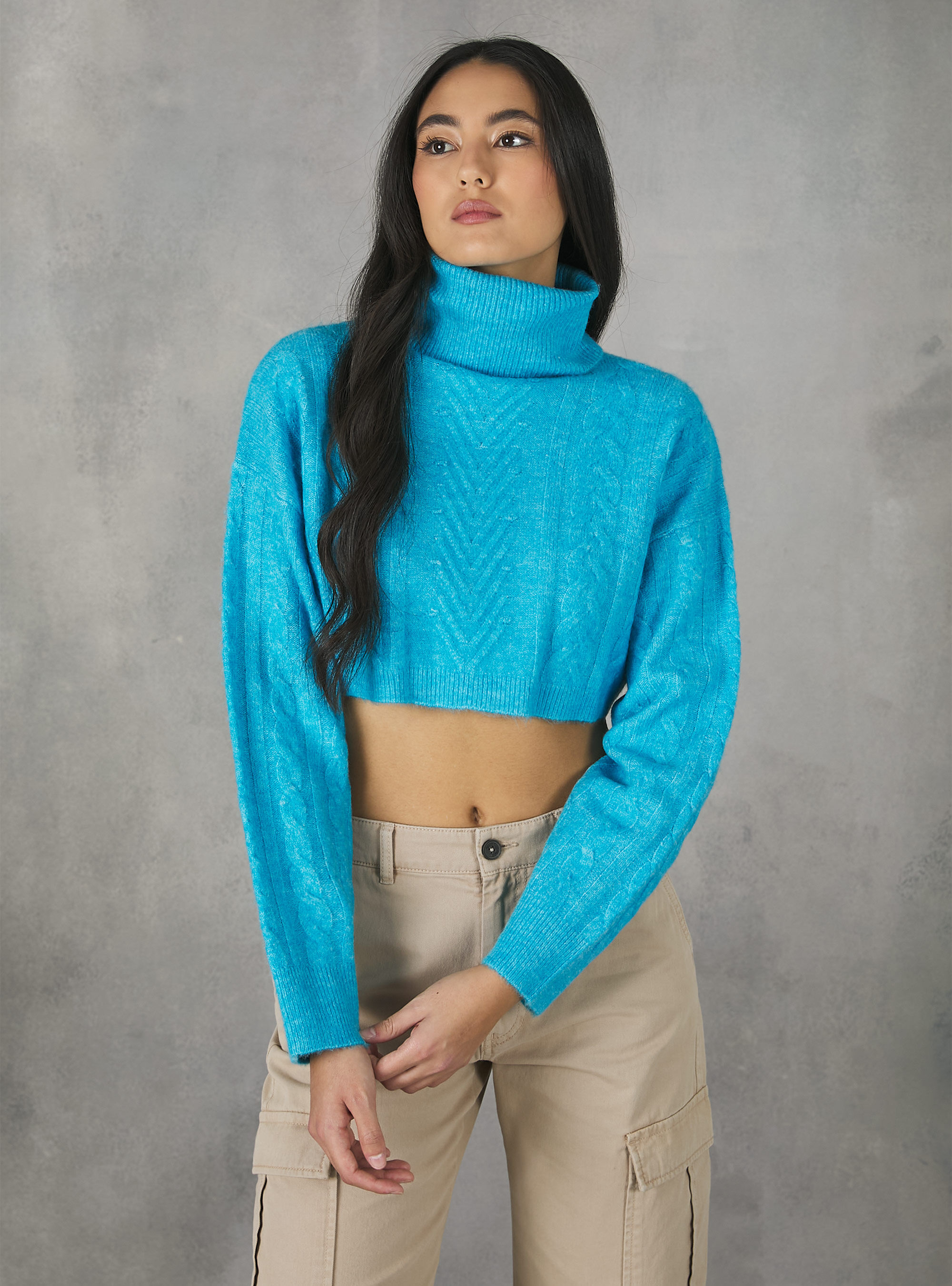 Turtle neck cropped sweaters sale