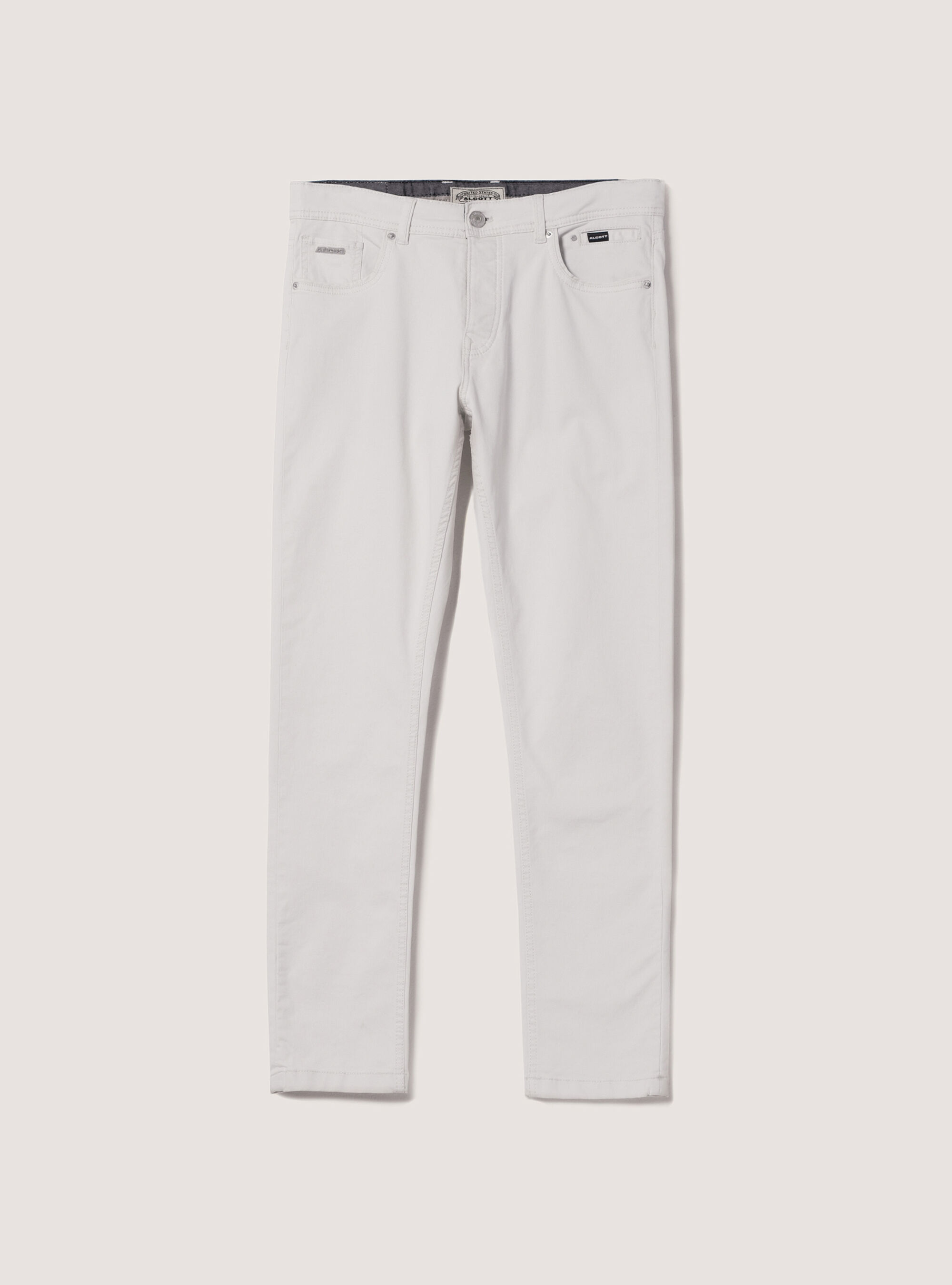 Recycled cotton skinny fit trousers, SA3 SAND LIGHT