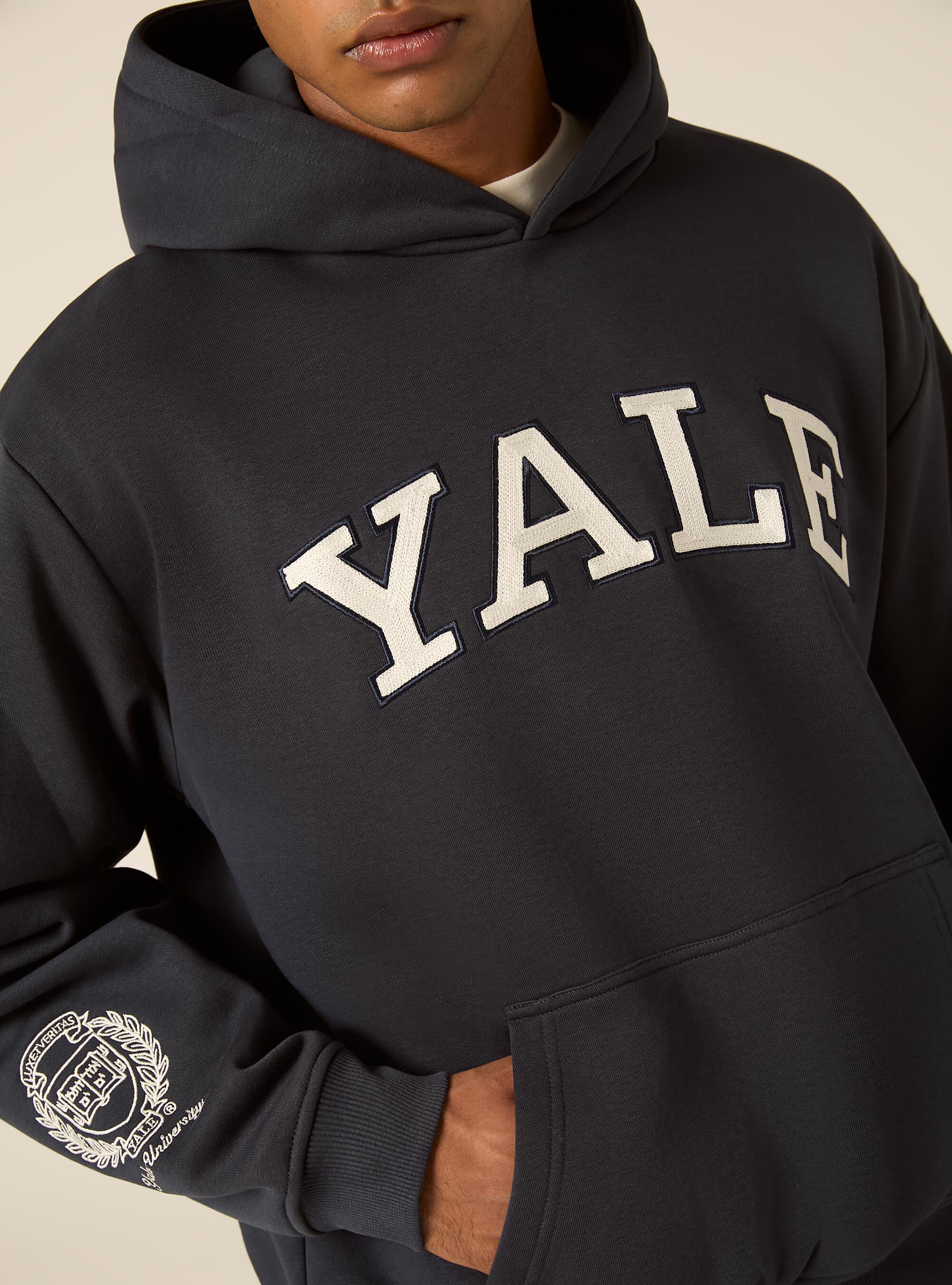 Felpa con cappuccio boxy licenza yale, NA2 NAVY MEDIUM