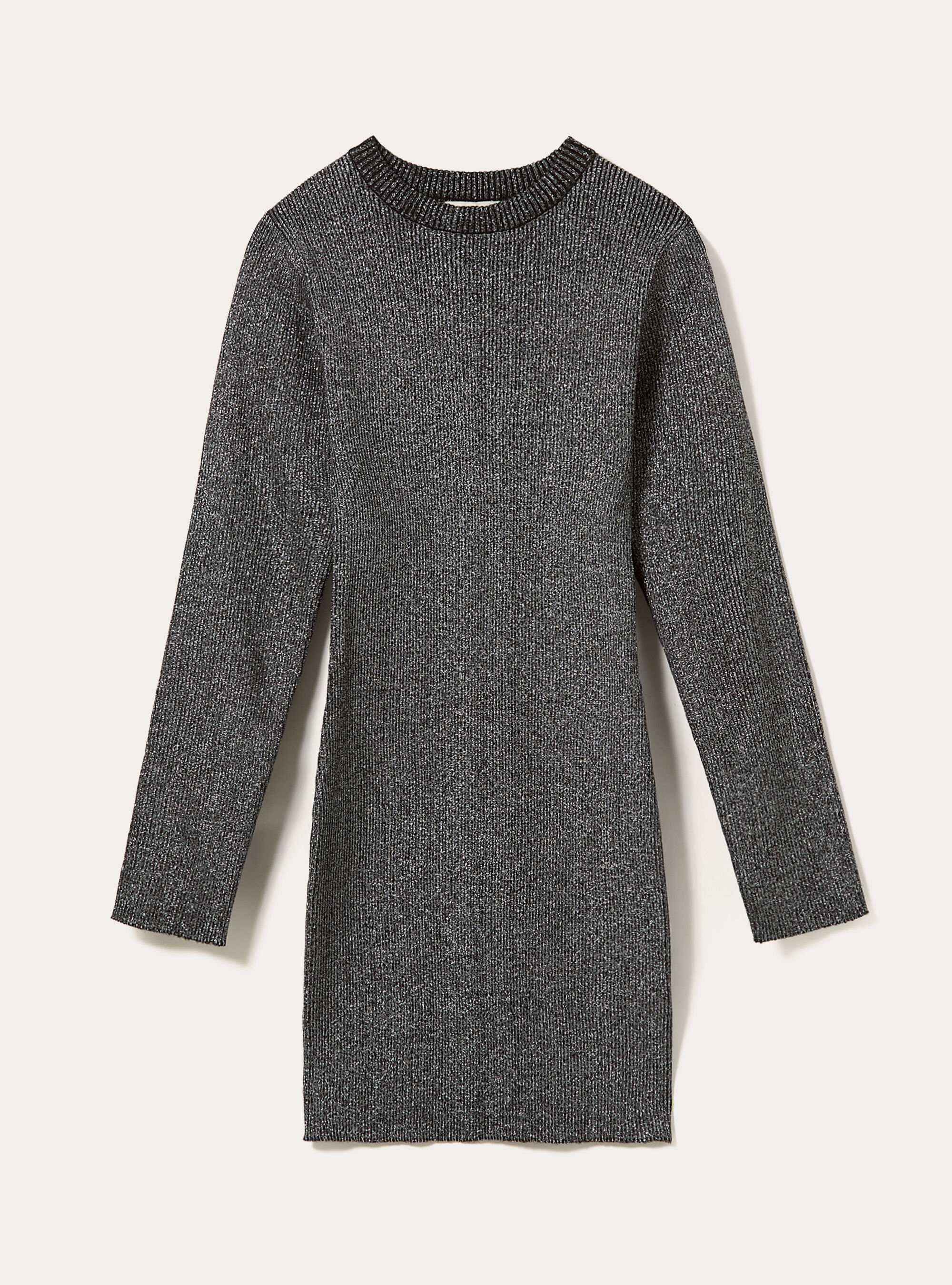 Vestito metallizzato a maniche lunghe, BK1 BLACK