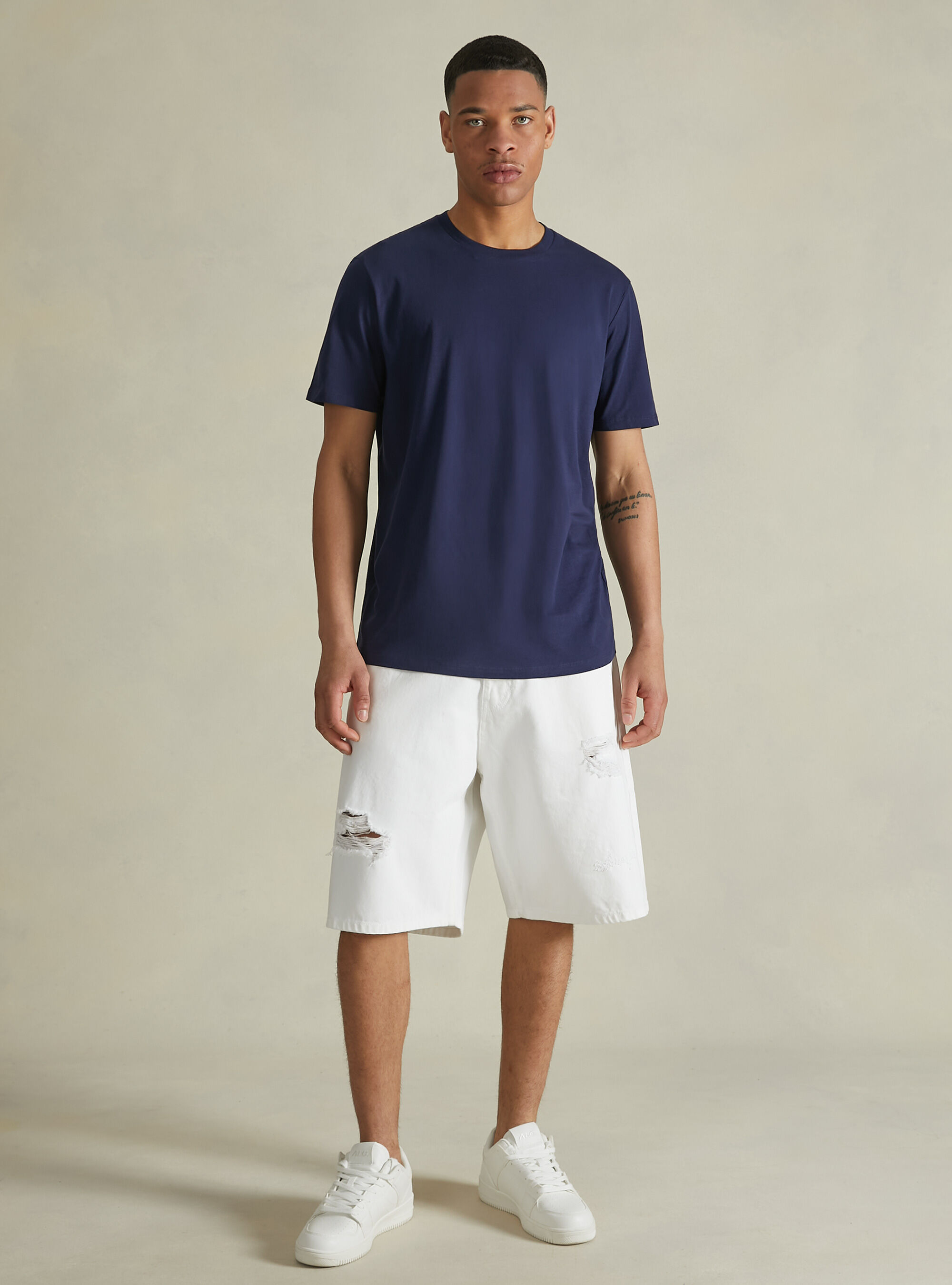 Crew-neck cotton T-shirt, NA1 NAVY DARK