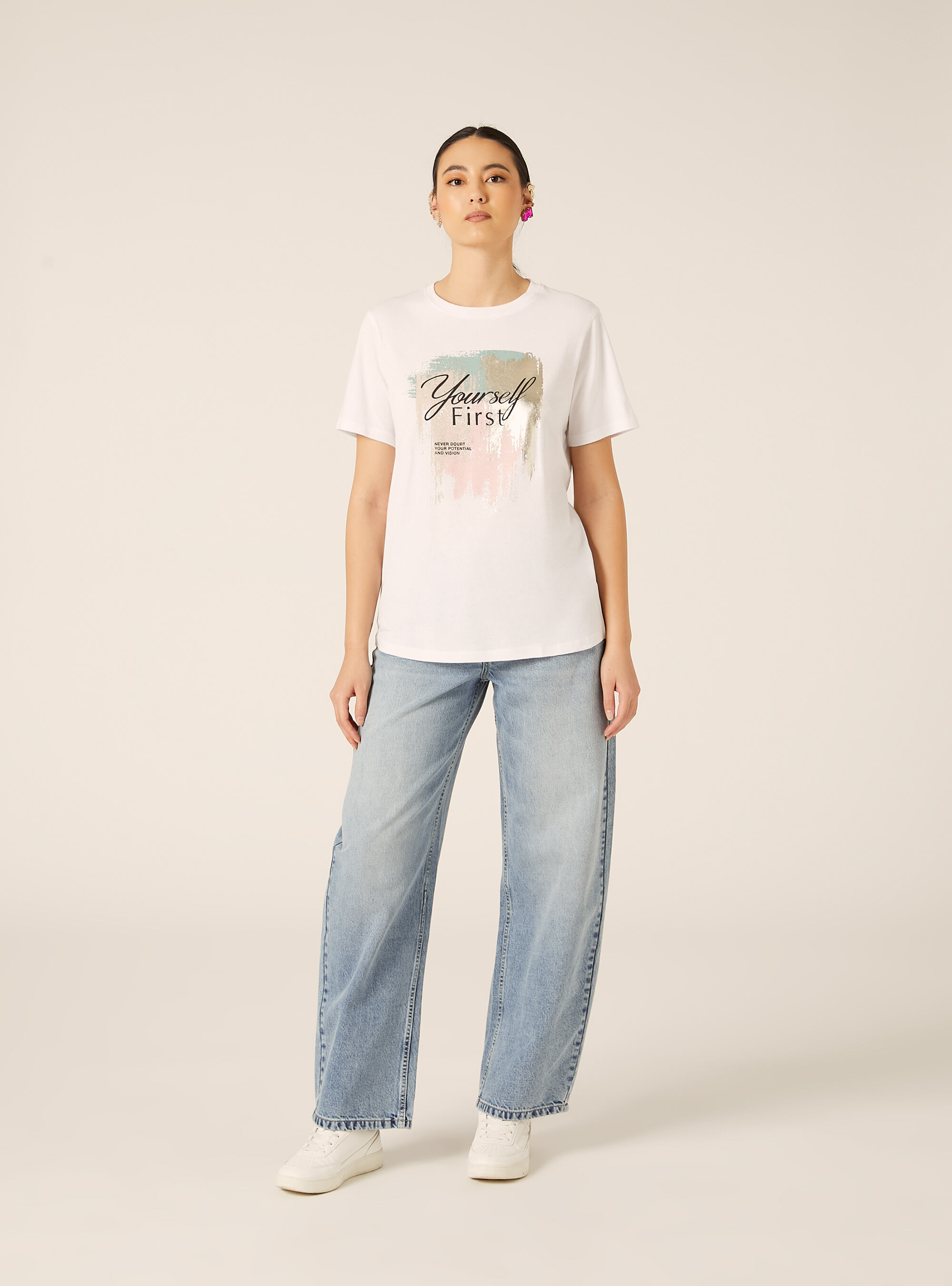 T-shirt avec imprim&eacute; m&eacute;tallis&eacute;