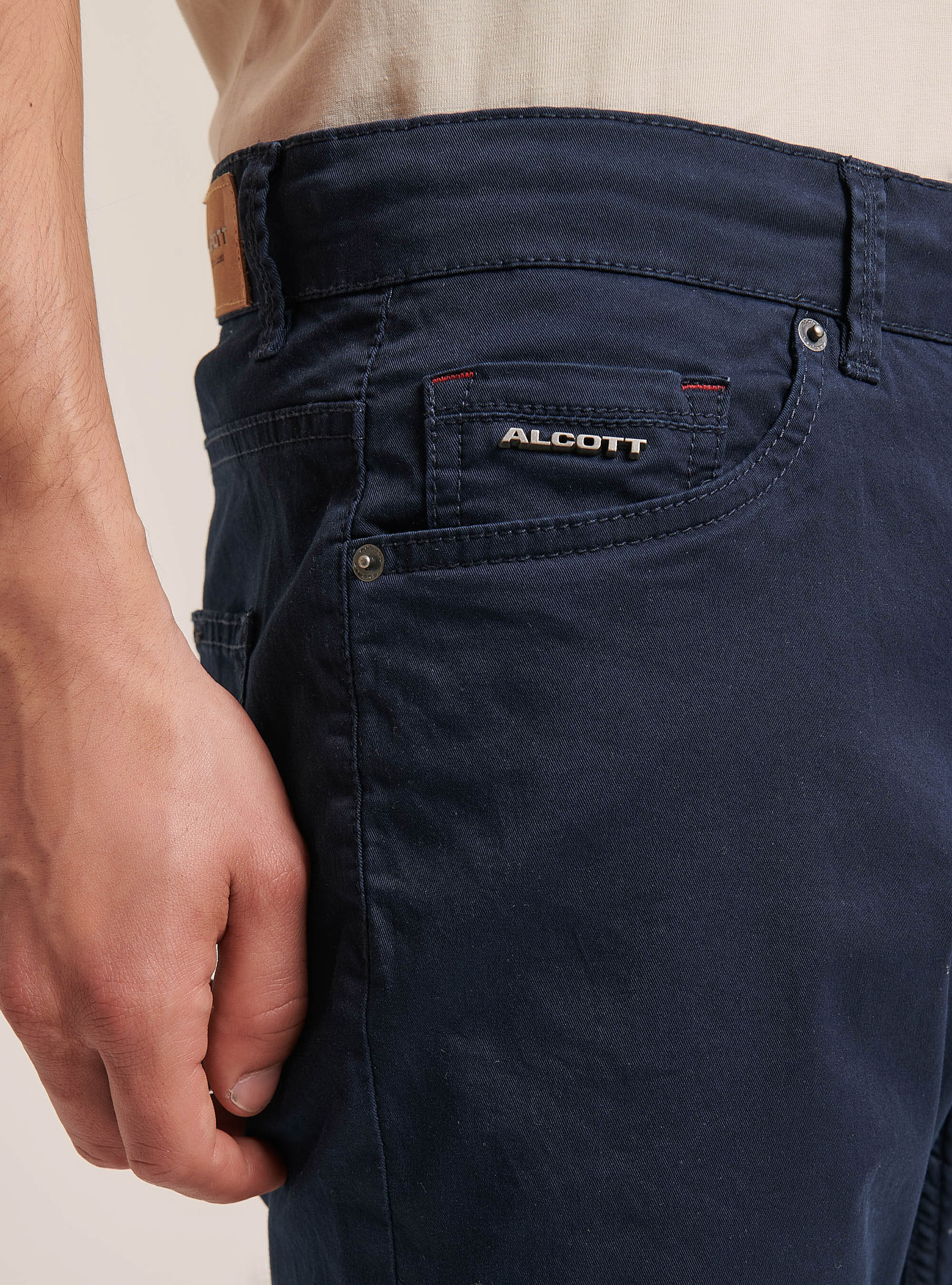 Skinny fit stretch twill trousers, BLUE NAVY