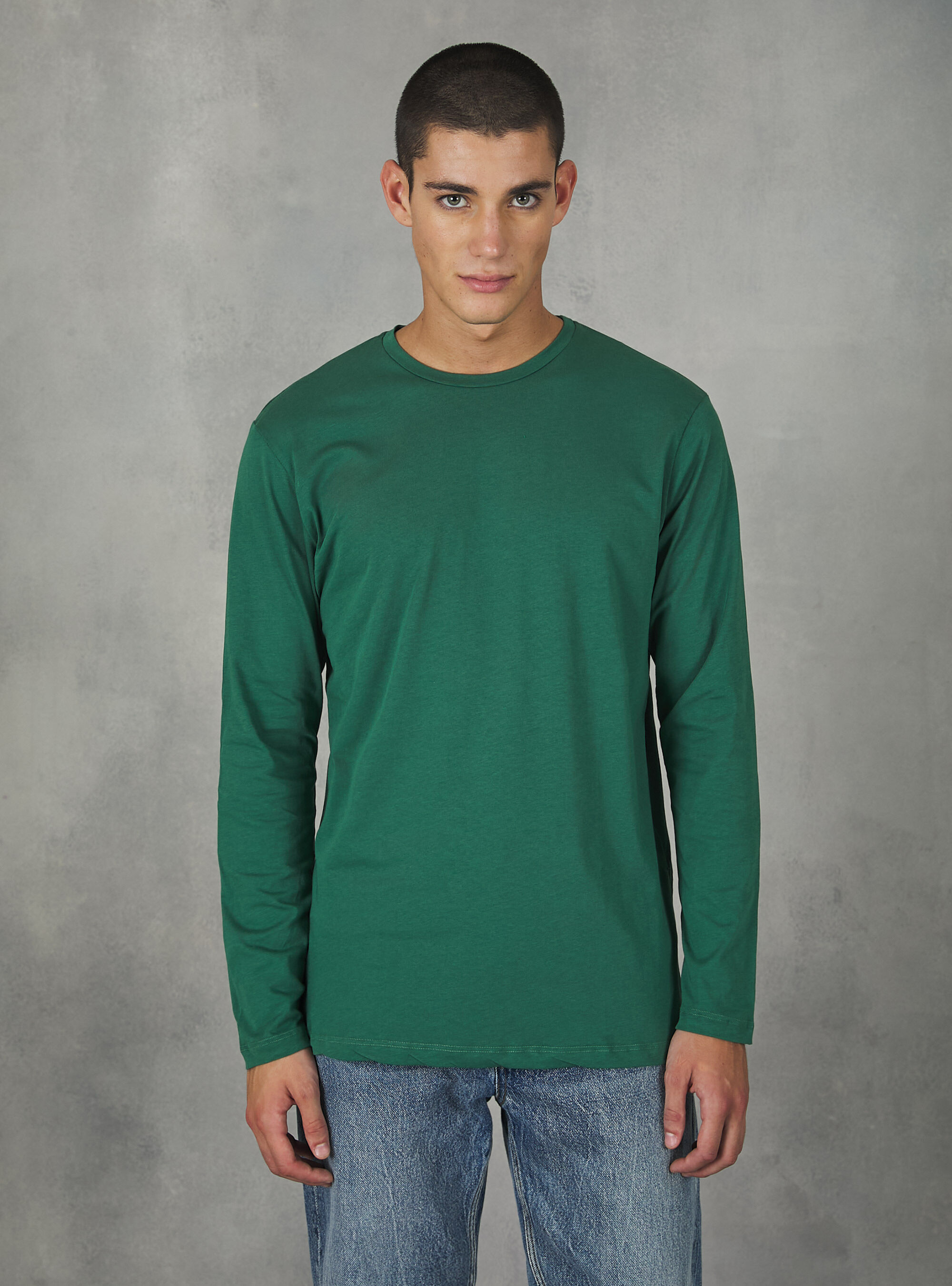 T-shirt en coton &agrave; manches longues, GN2 GREEN MEDIUM