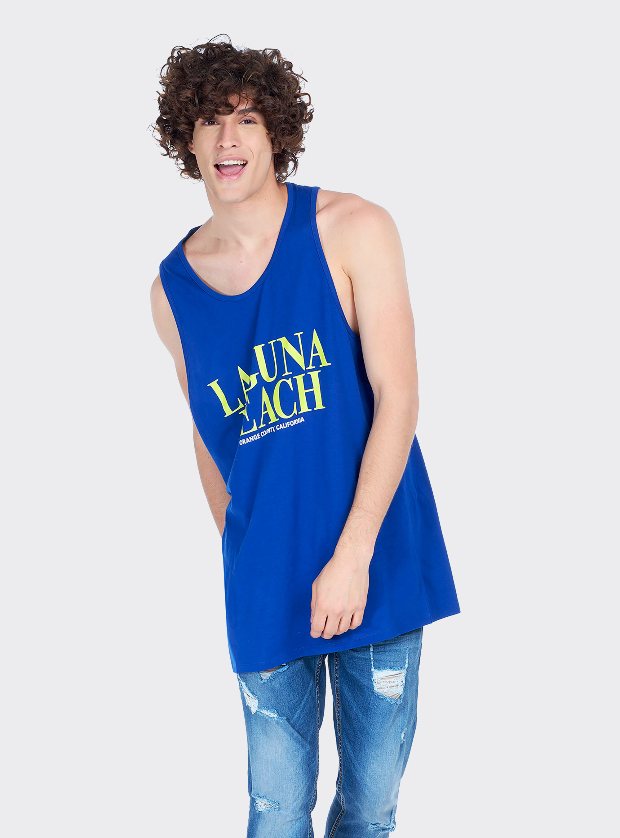 Canotta long e oversize fit con stampa lettering, C2227 ROYALE