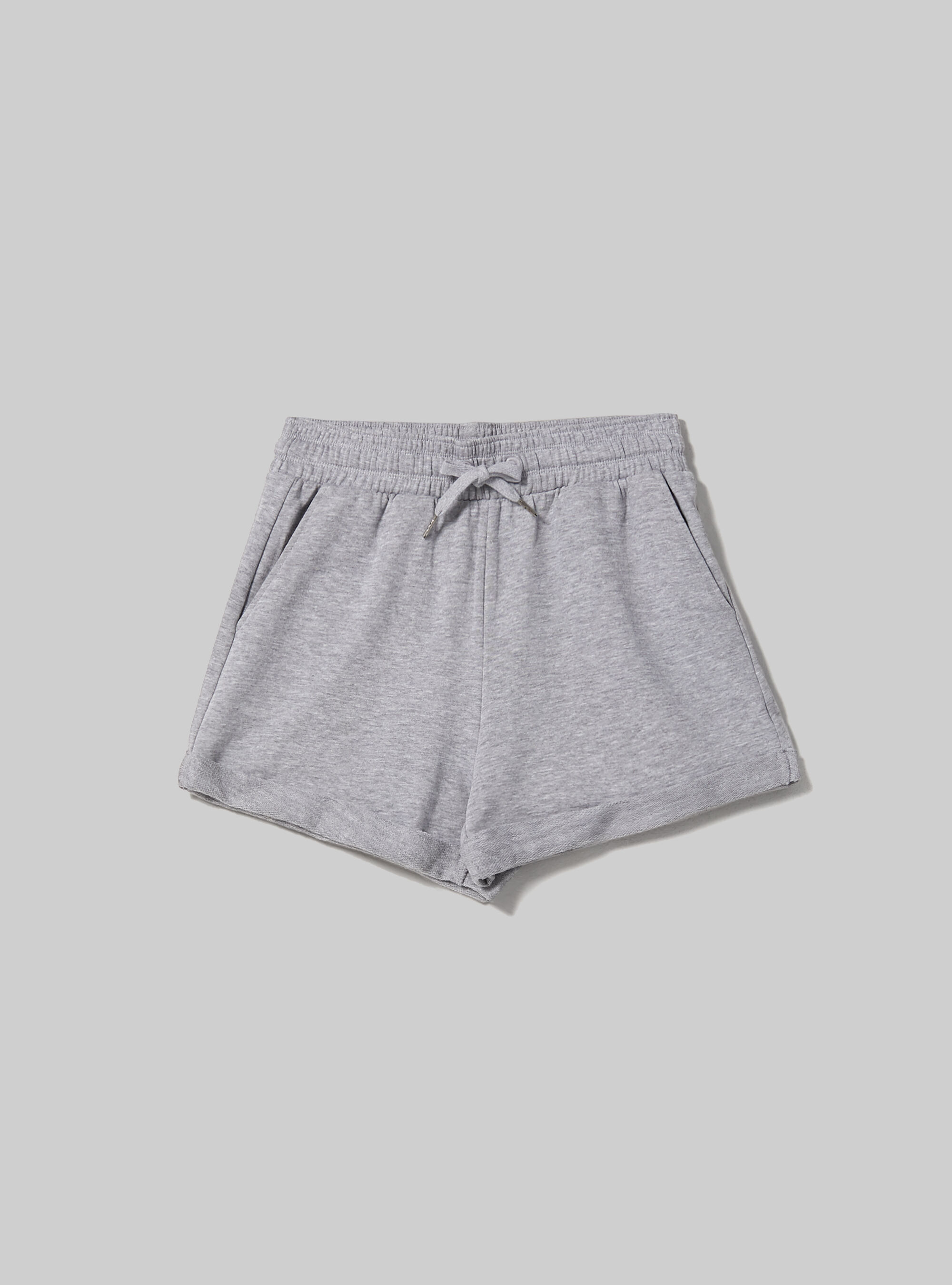 Cotton shorts with turn ups and drawstrings