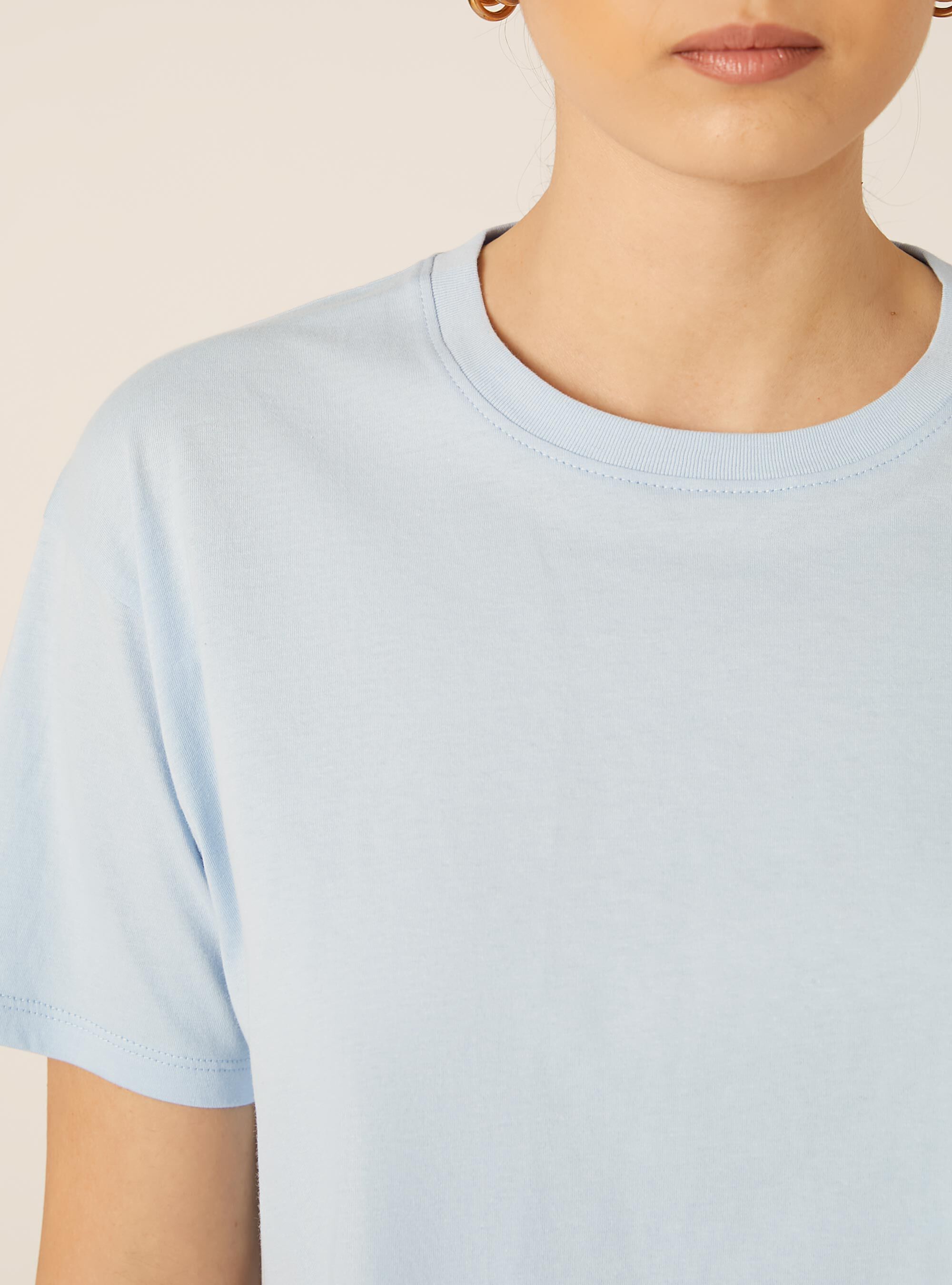 T-shirt crop over tinta unita, AZ2 AZURE MEDIUM