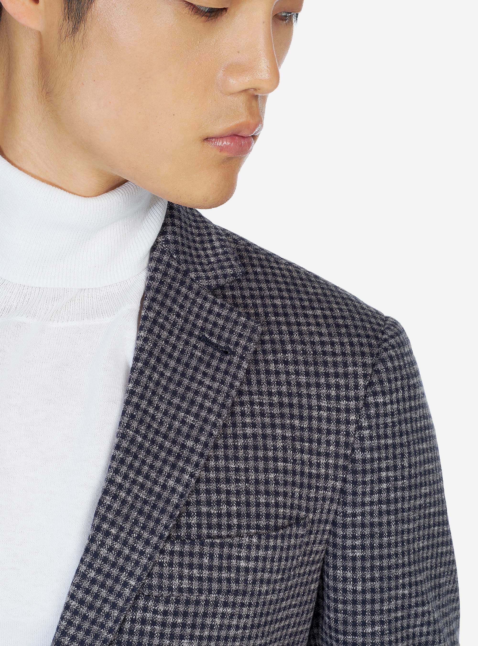 Veste simple &agrave; carreaux, C2254 BLUE