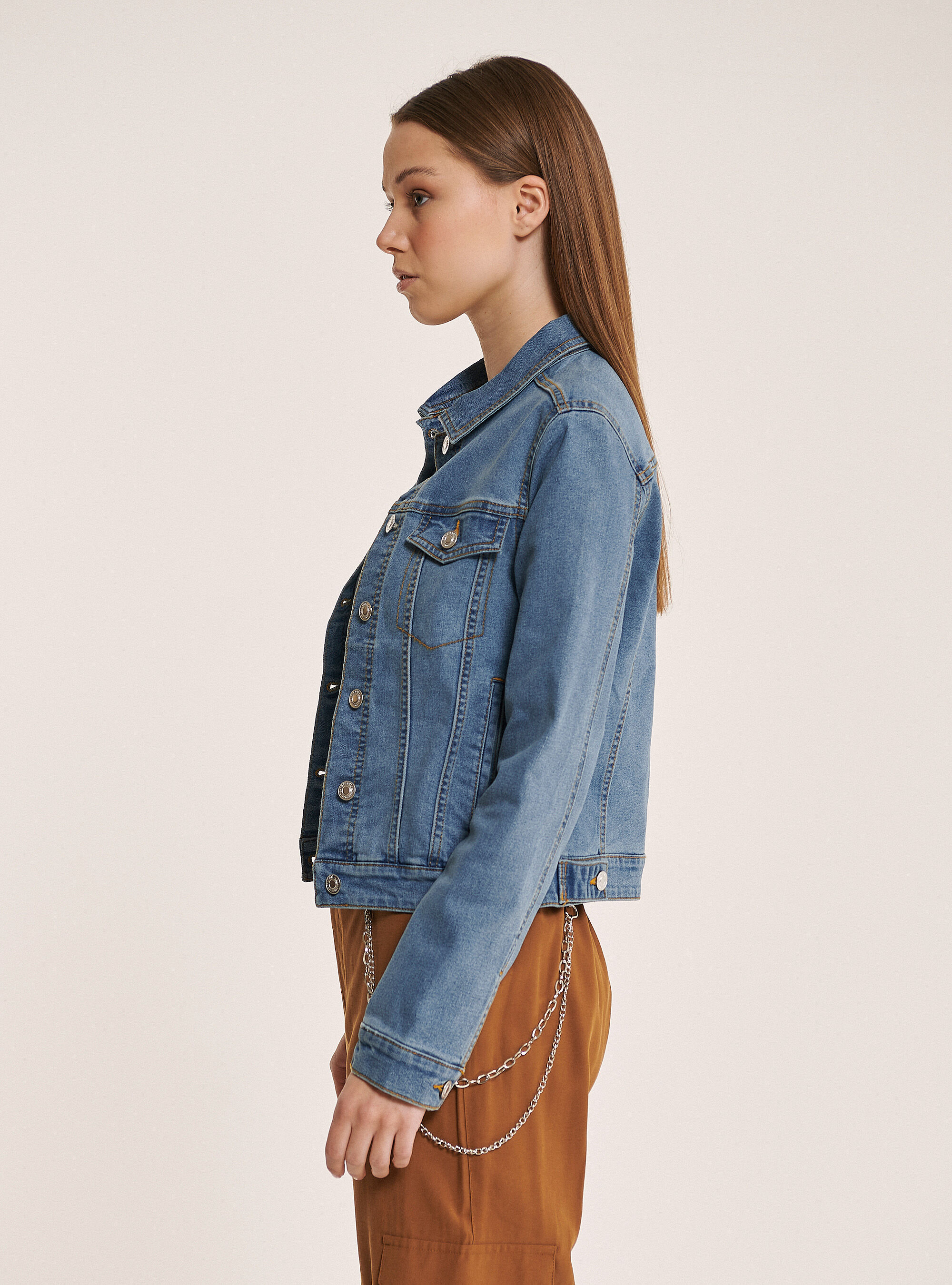 Stretch denim jacket, BLUE