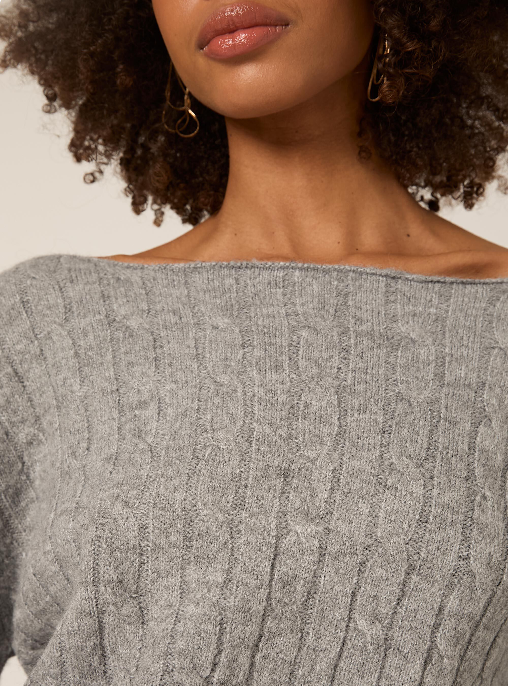 Pullover mit U-Boot-Ausschnitt, MGY2 GREY MEL MEDIUM