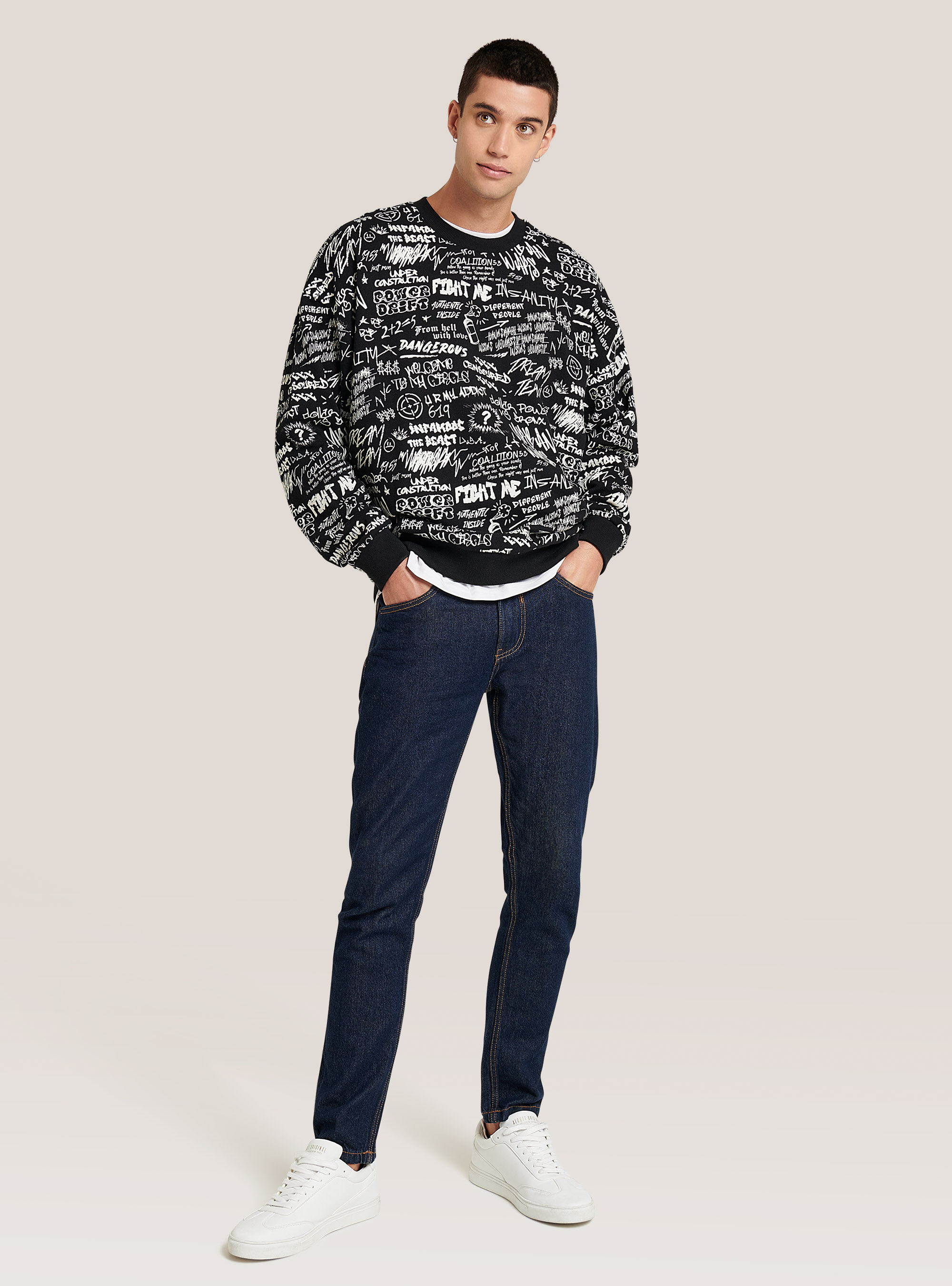 Crew-neck sweatshirt with print, ROCKSTAR