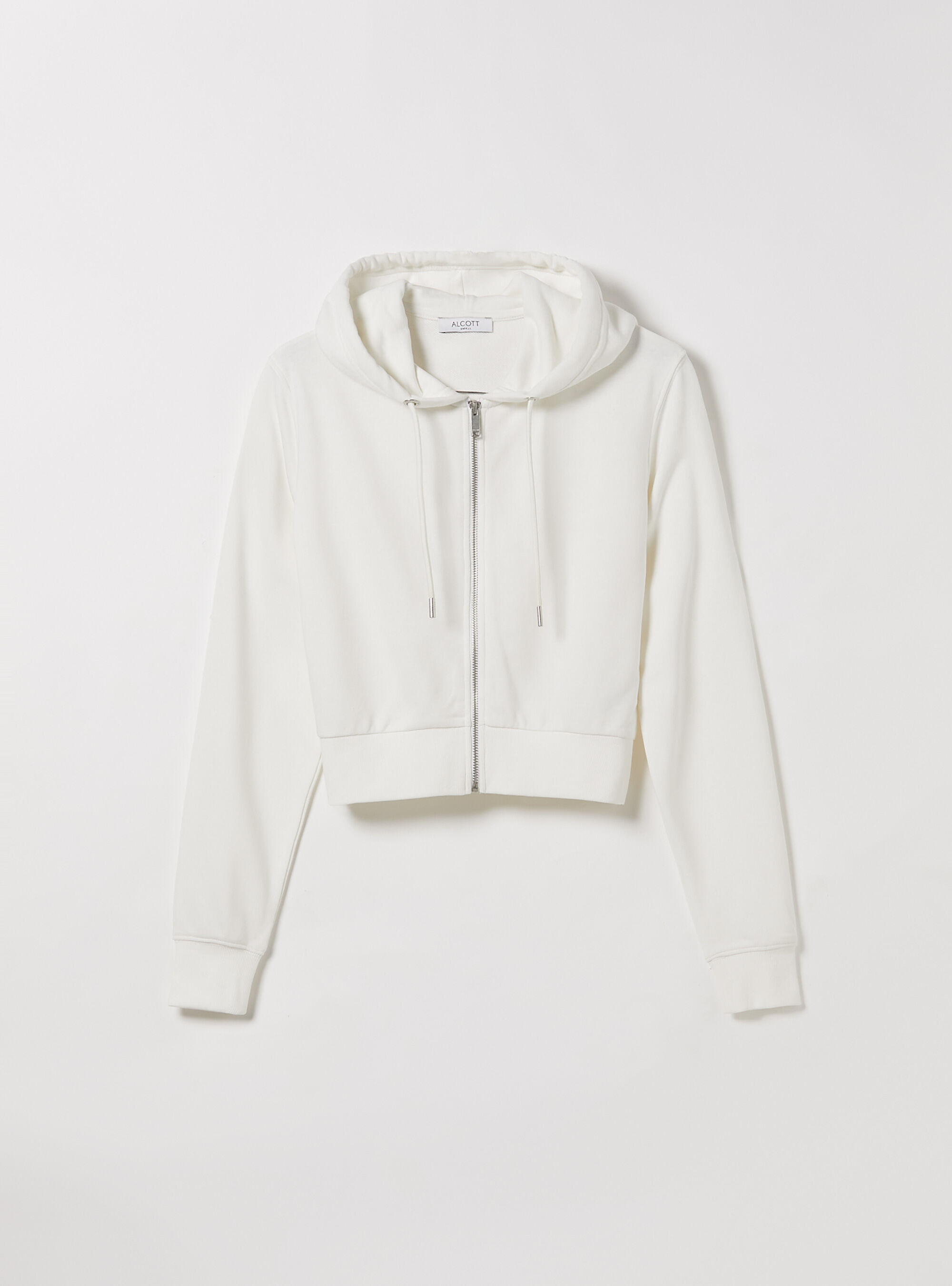 Cropped sweatshirt with zip and hood