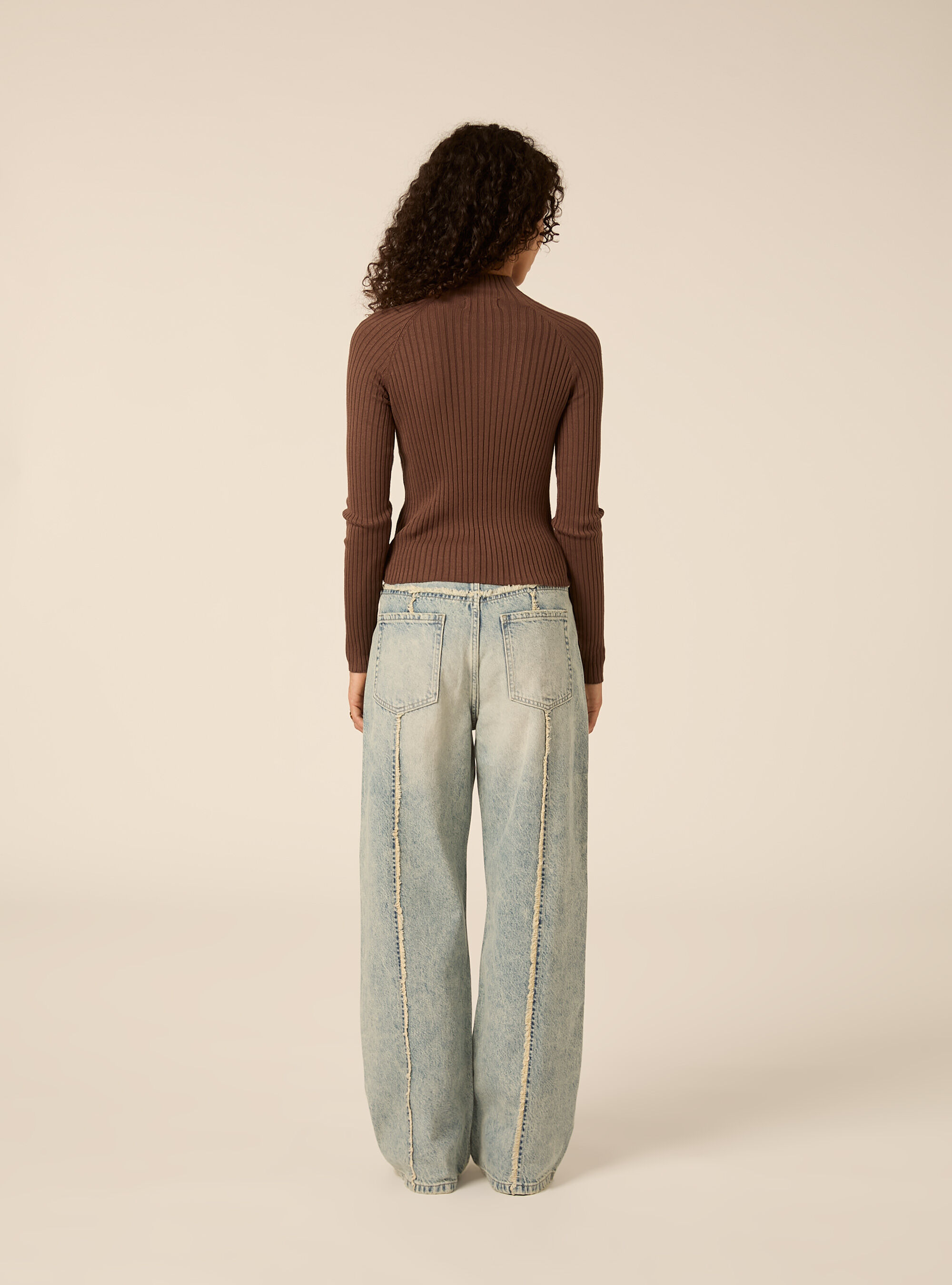 Ribbed mock neck jumper with raglan sleeves, BR2 BROWN MEDIUM