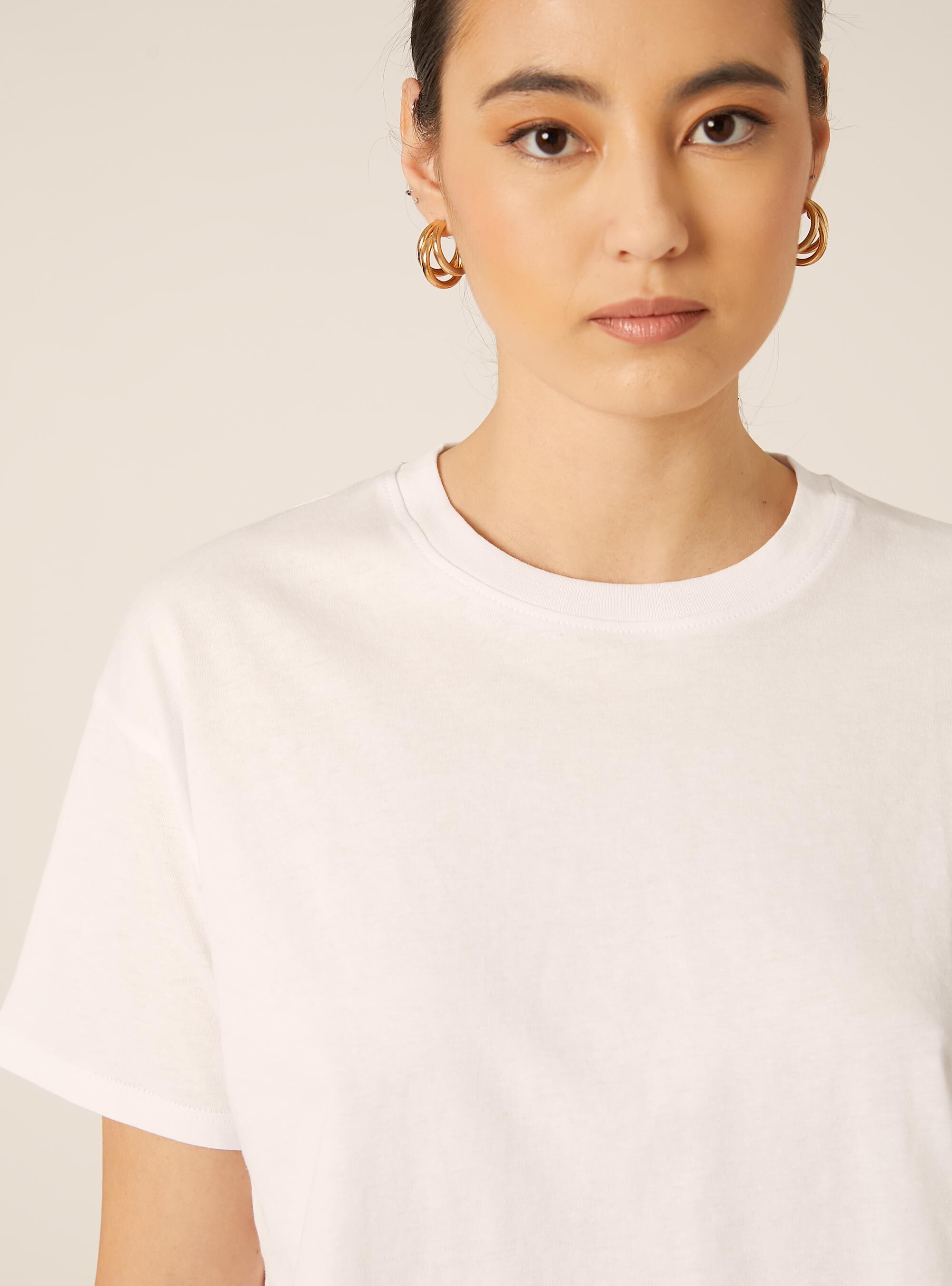 T-shirt crop over tinta unita, WH3 WHITE