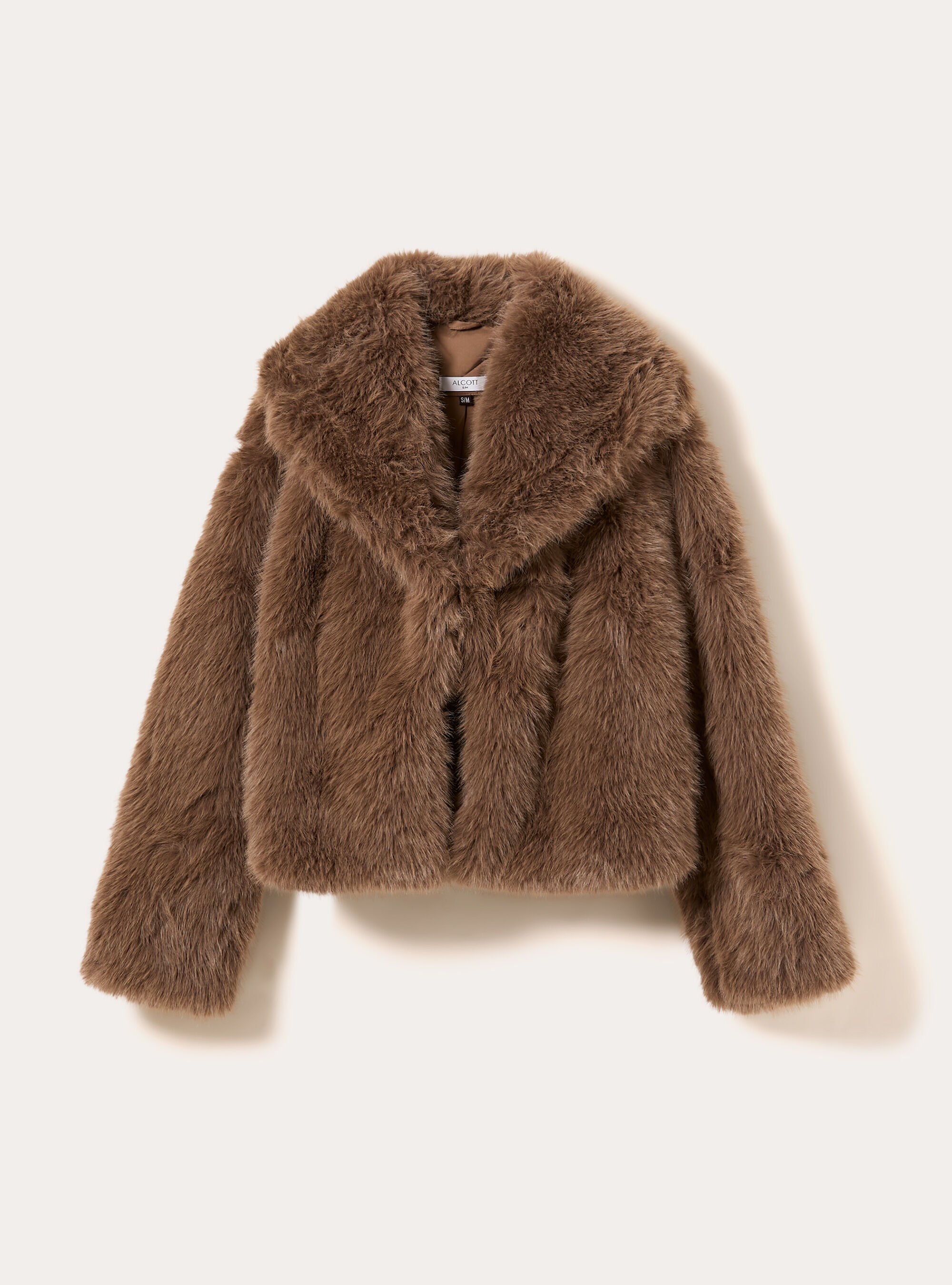 Short faux fur jacket, BR2 BROWN MEDIUM