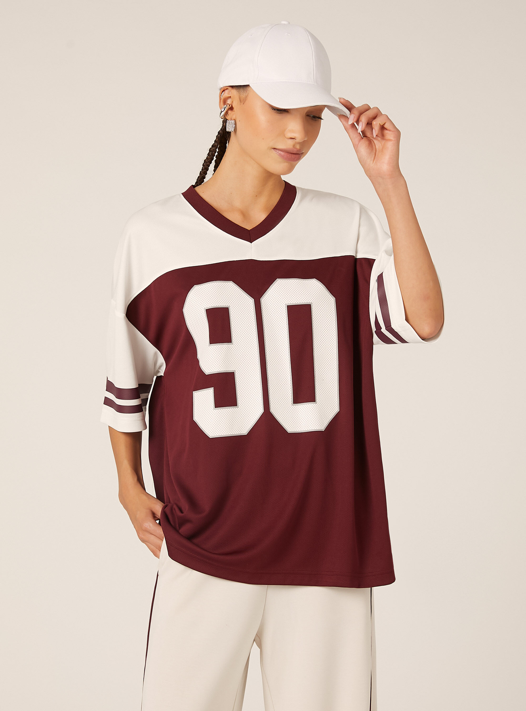 Maglietta oversize con grafica, BO2 BORDEAUX MEDIUM