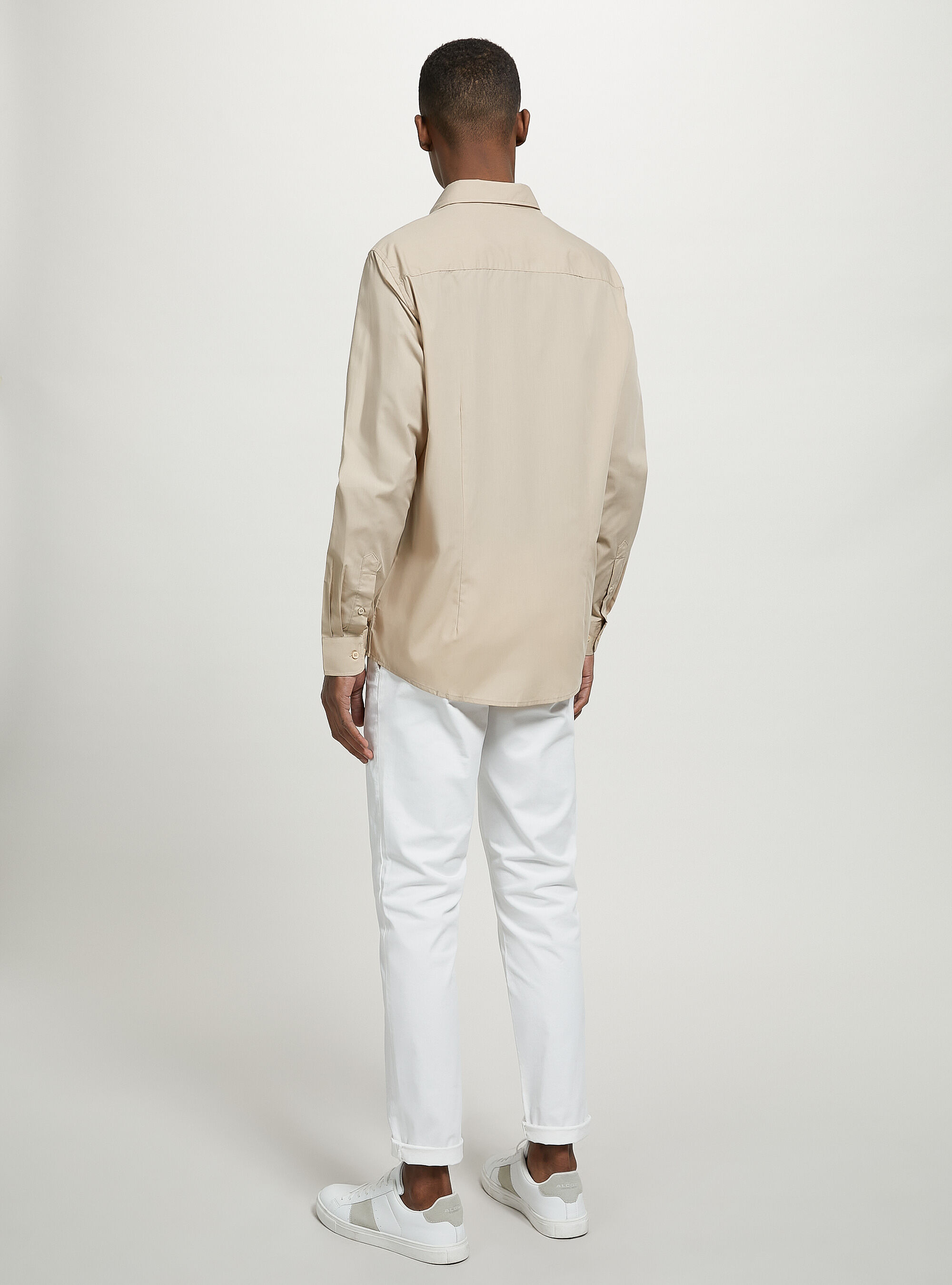 Plain-coloured long-sleeved shirt, BG1 BEIGE DARK