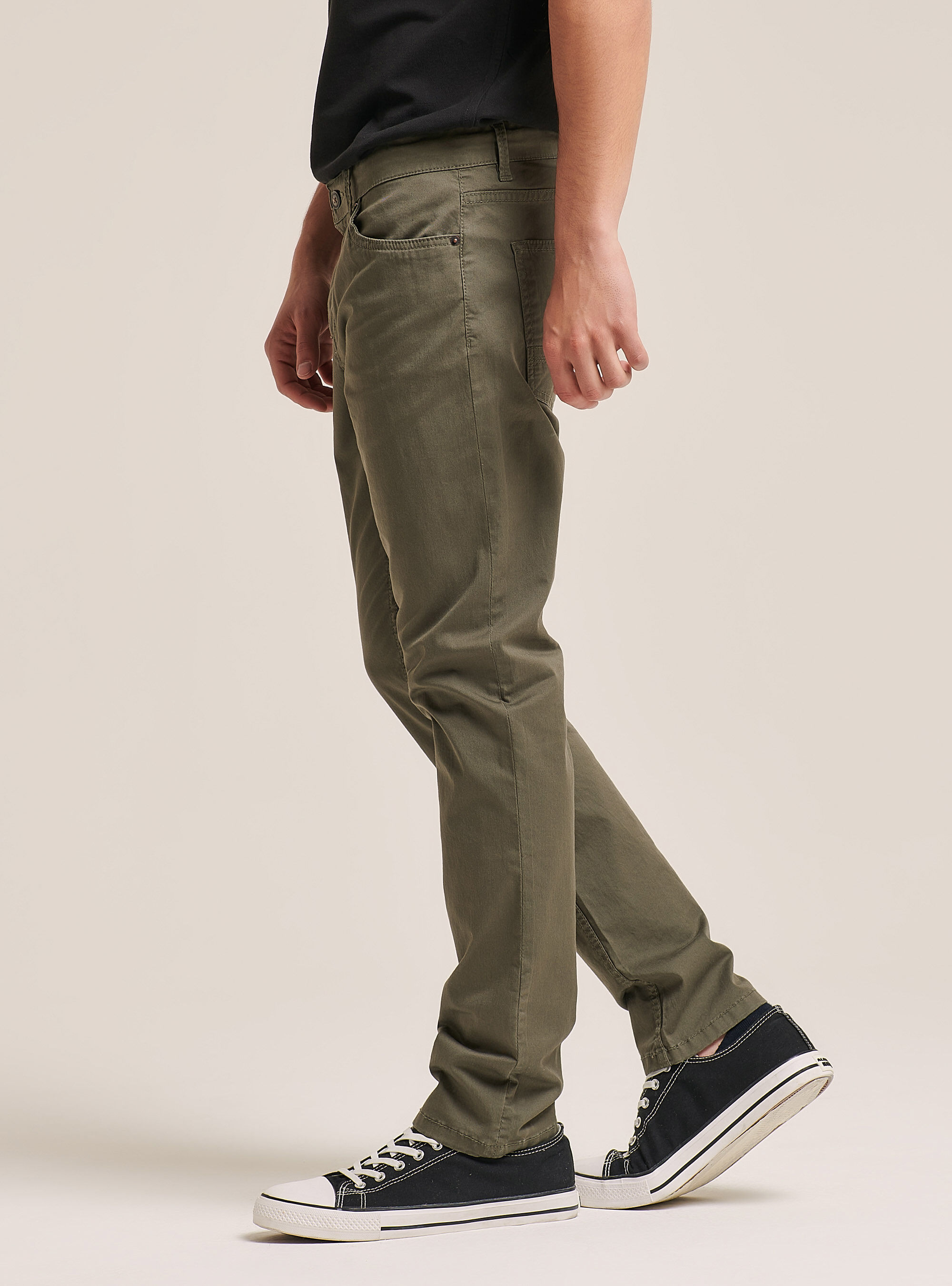 Pantalones de sarga el&aacute;stica skinny fit, C6583 KAKI