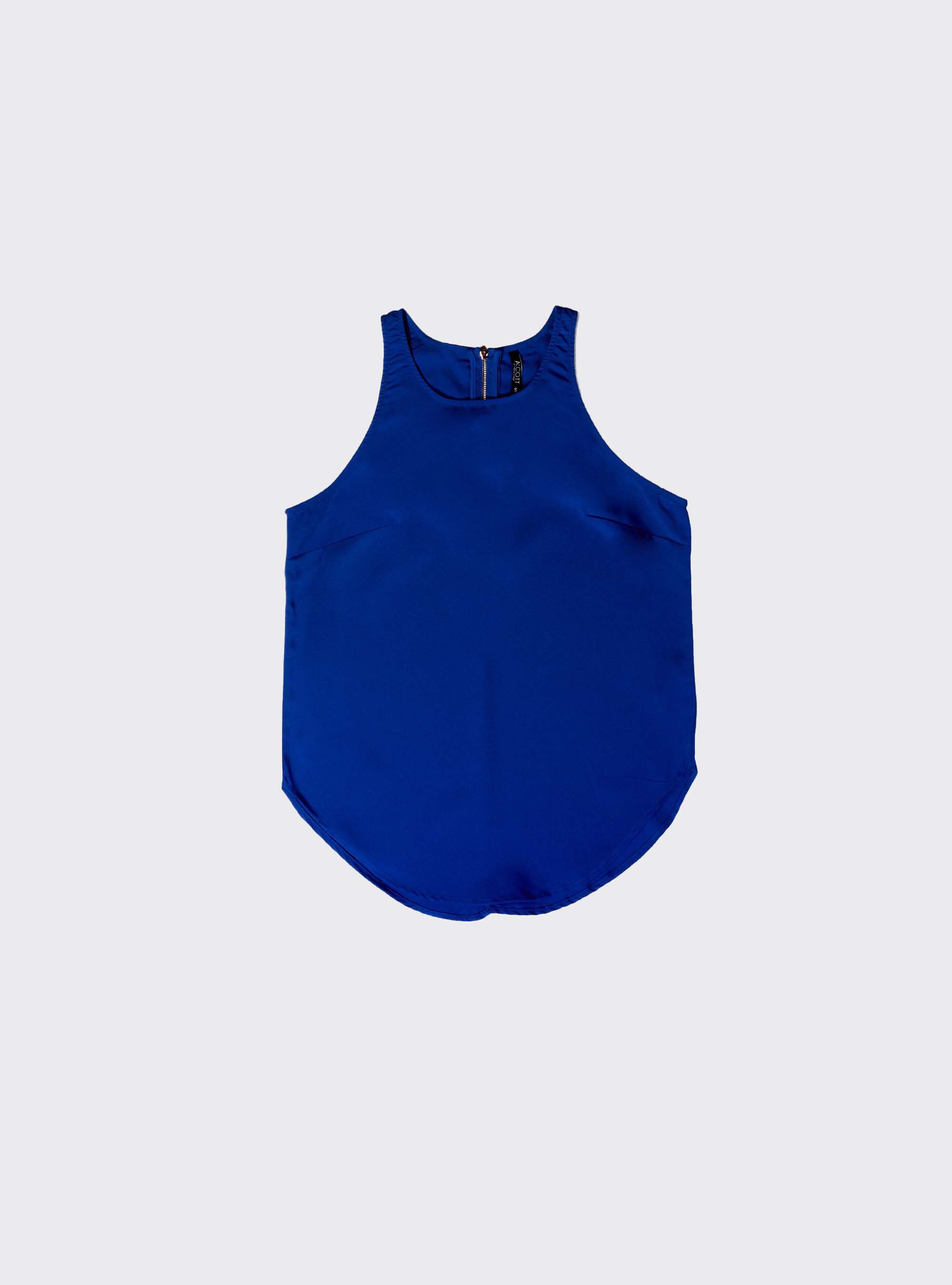 Blusa smanicata con zip sul retro, BLU ROYAL