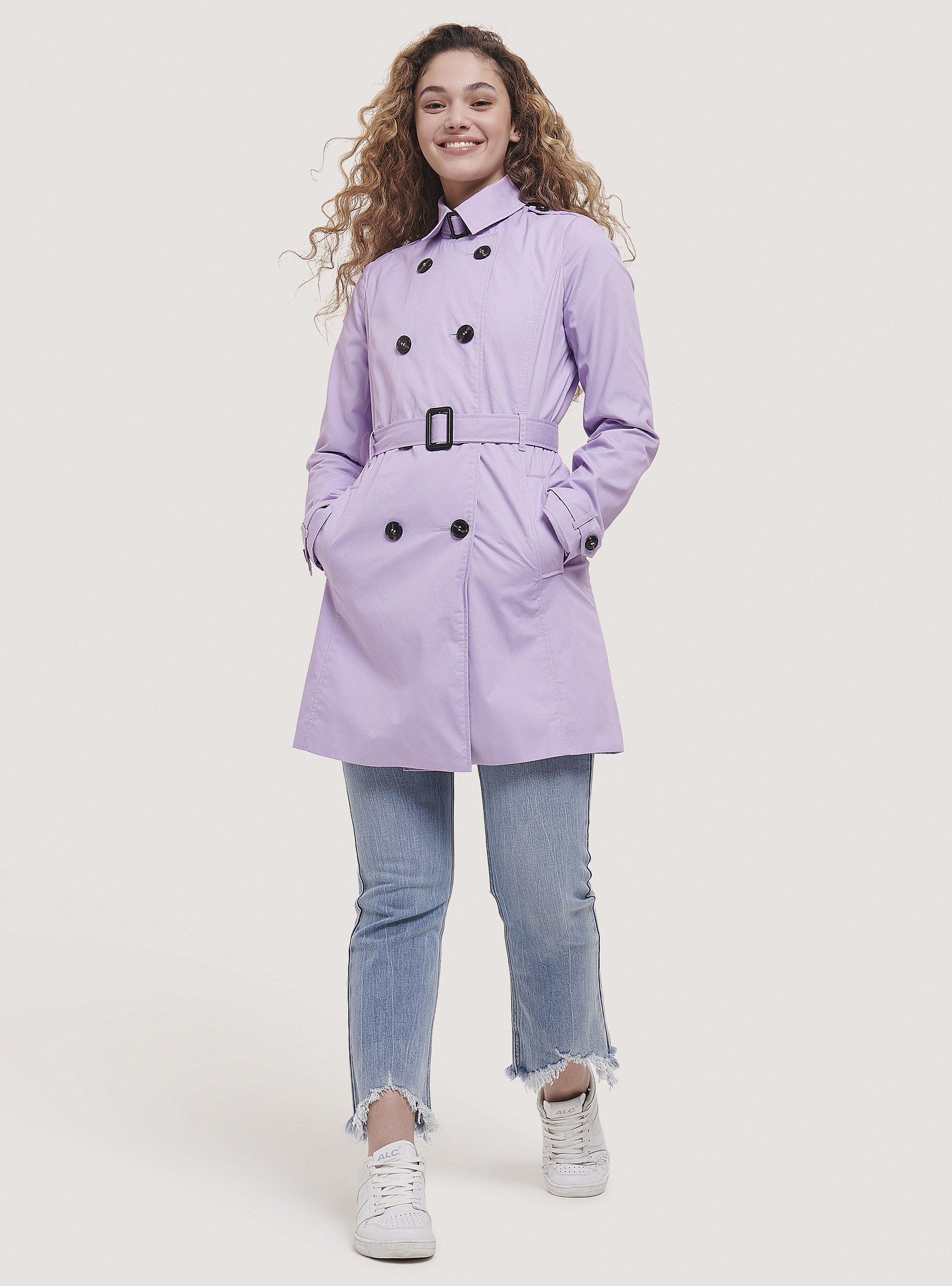 Light purple new arrivals trench coat