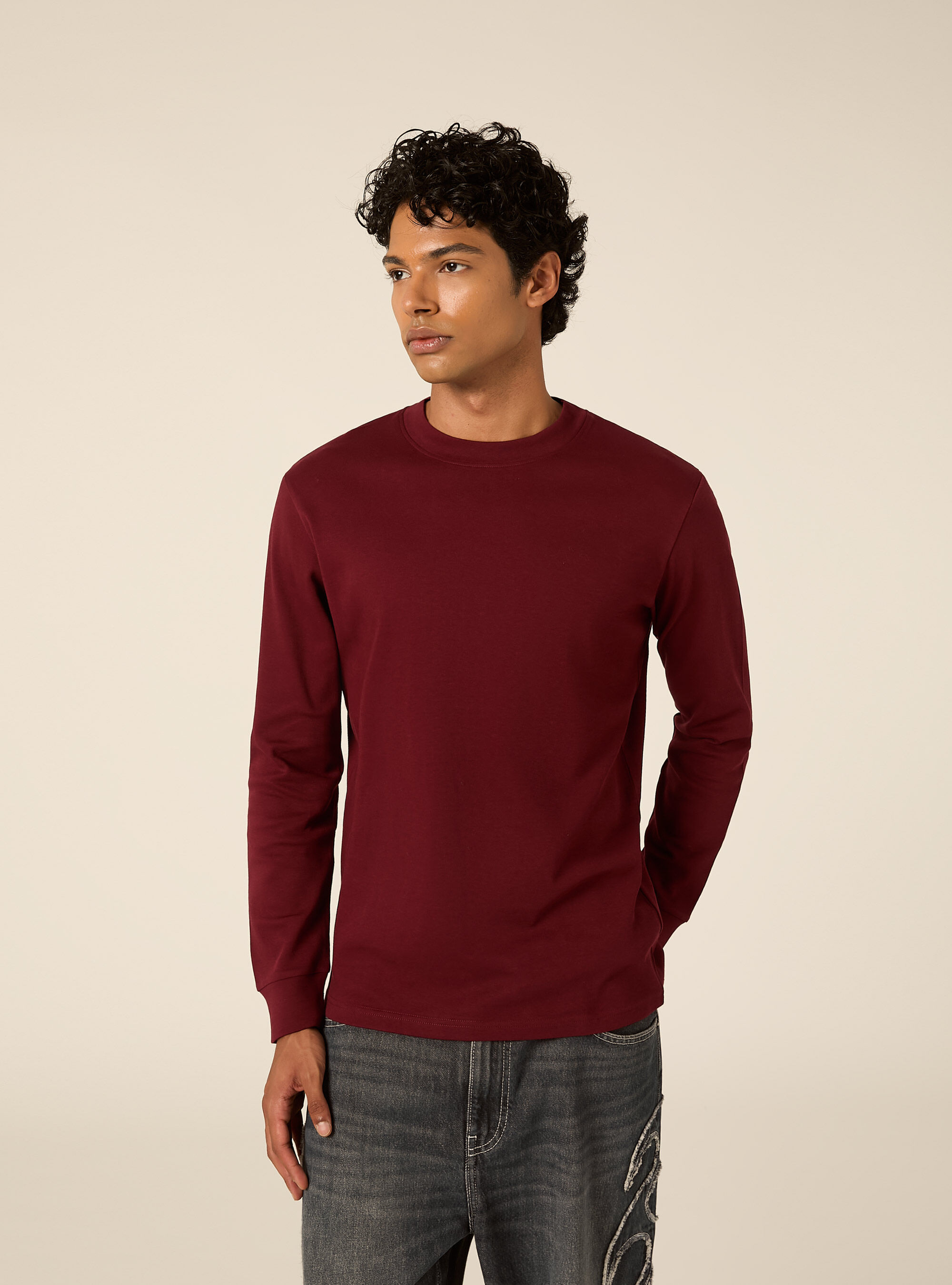 Maglia girocollo maniche lunghe interlock