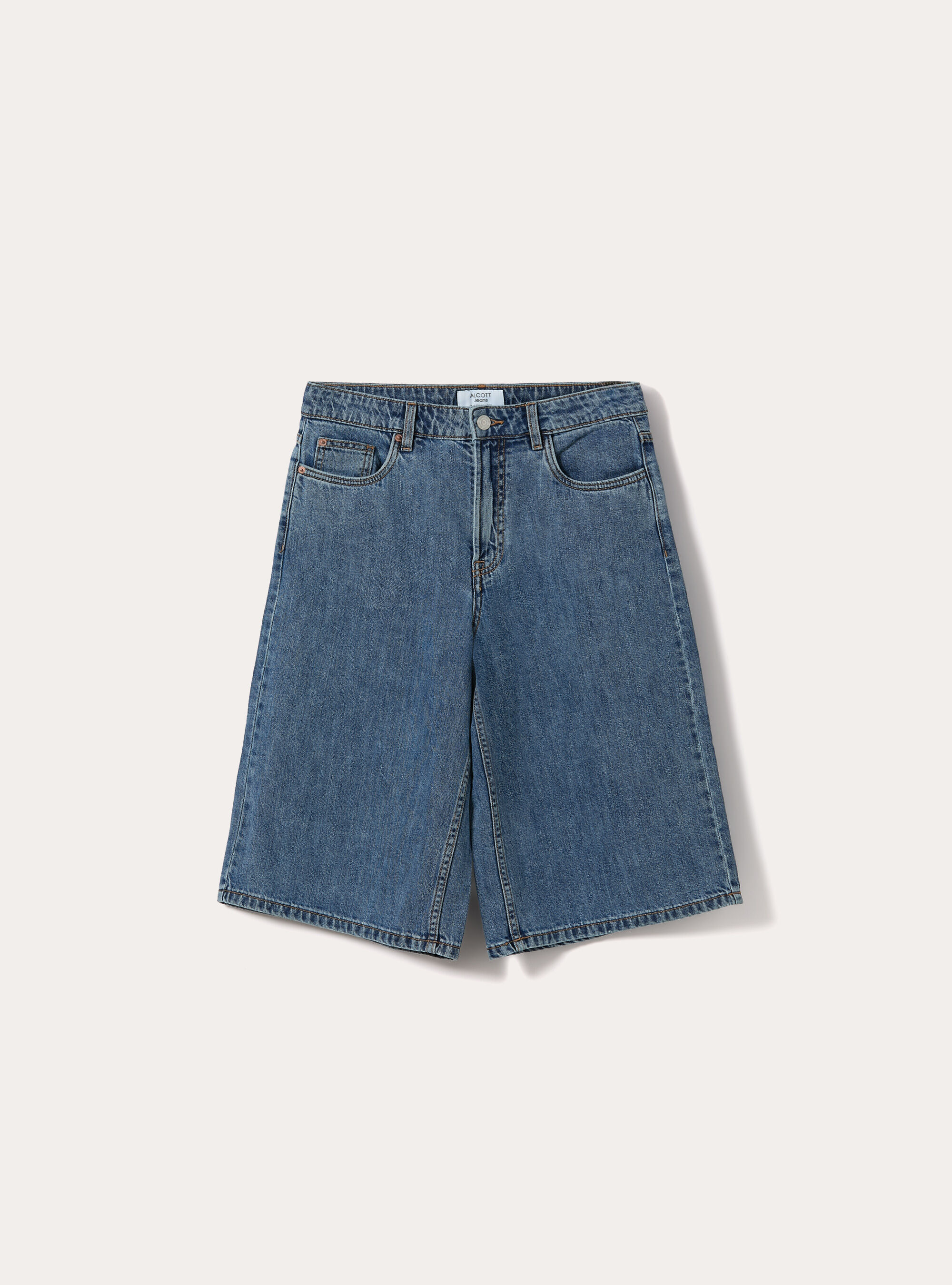 Baggy Denim Jorts, D003 MEDIUM BLUE