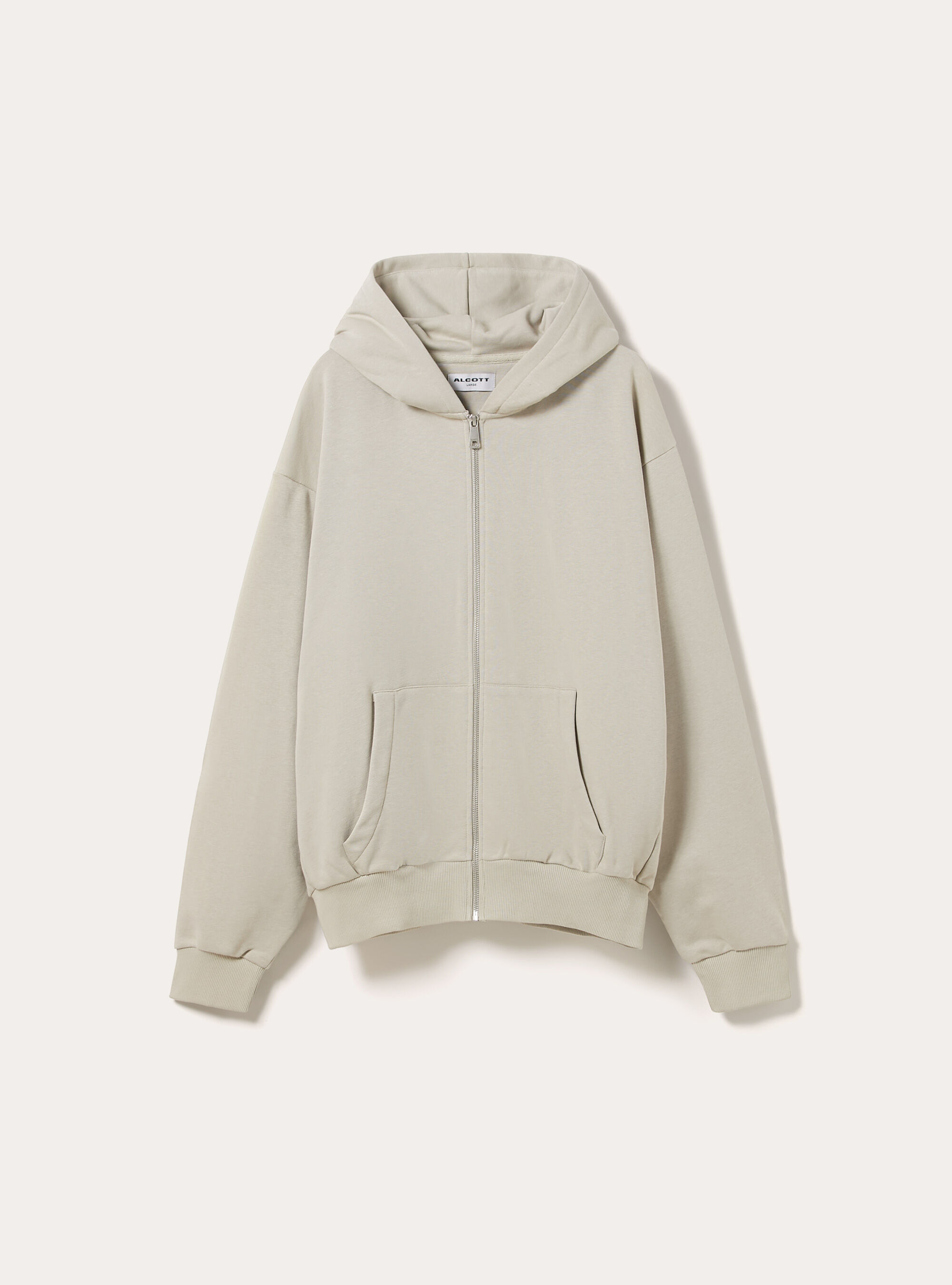 Sweat &agrave; capuche et fermeture &eacute;clair, coupe boxy, BG1 BEIGE DARK