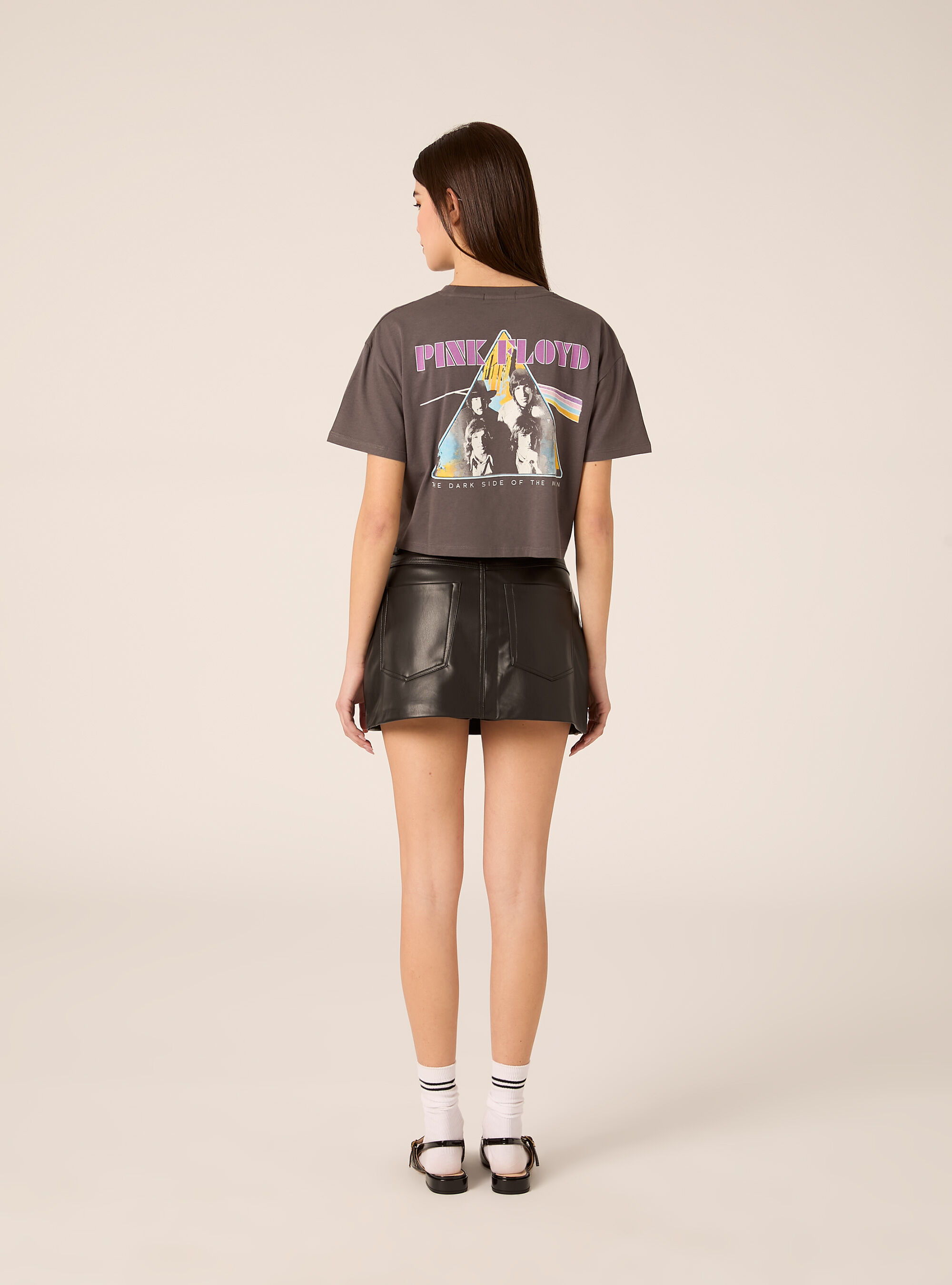 T-shirt crop over pink floyd, GY1 GREY DARK