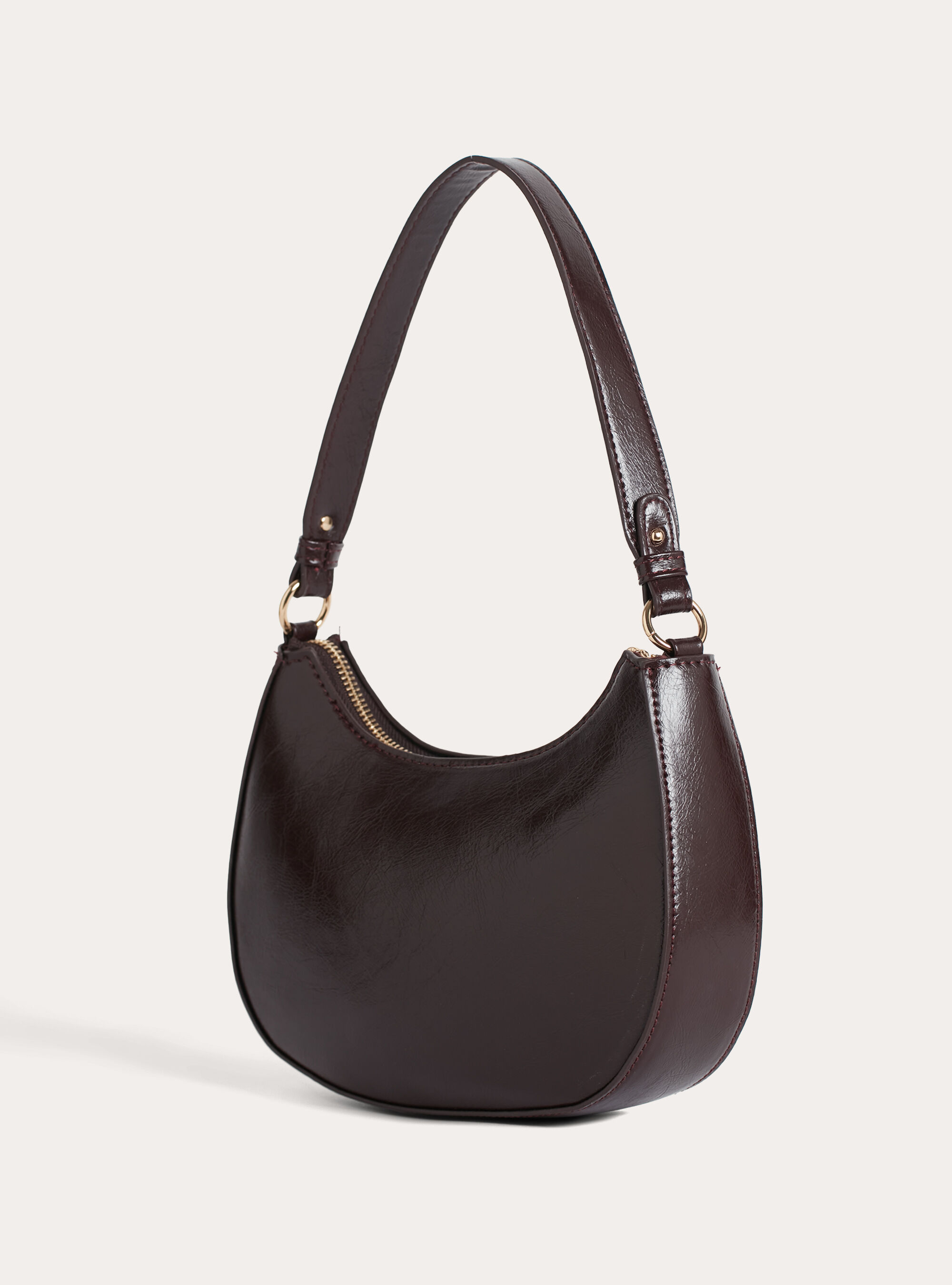 Half-moon shoulder bag, BR1 BROWN DARK