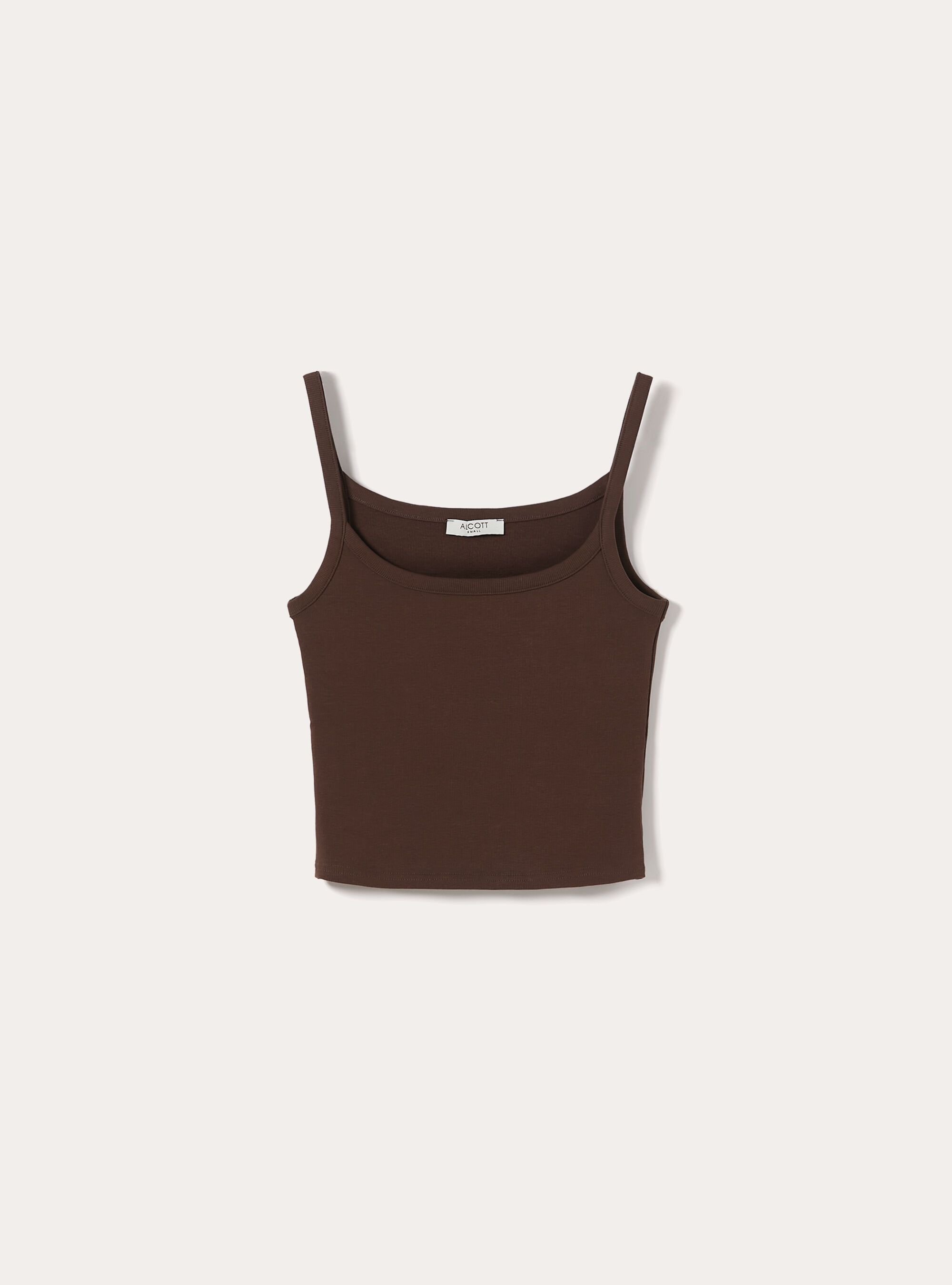 Canotta crop a coste basic, BR2 BROWN MEDIUM