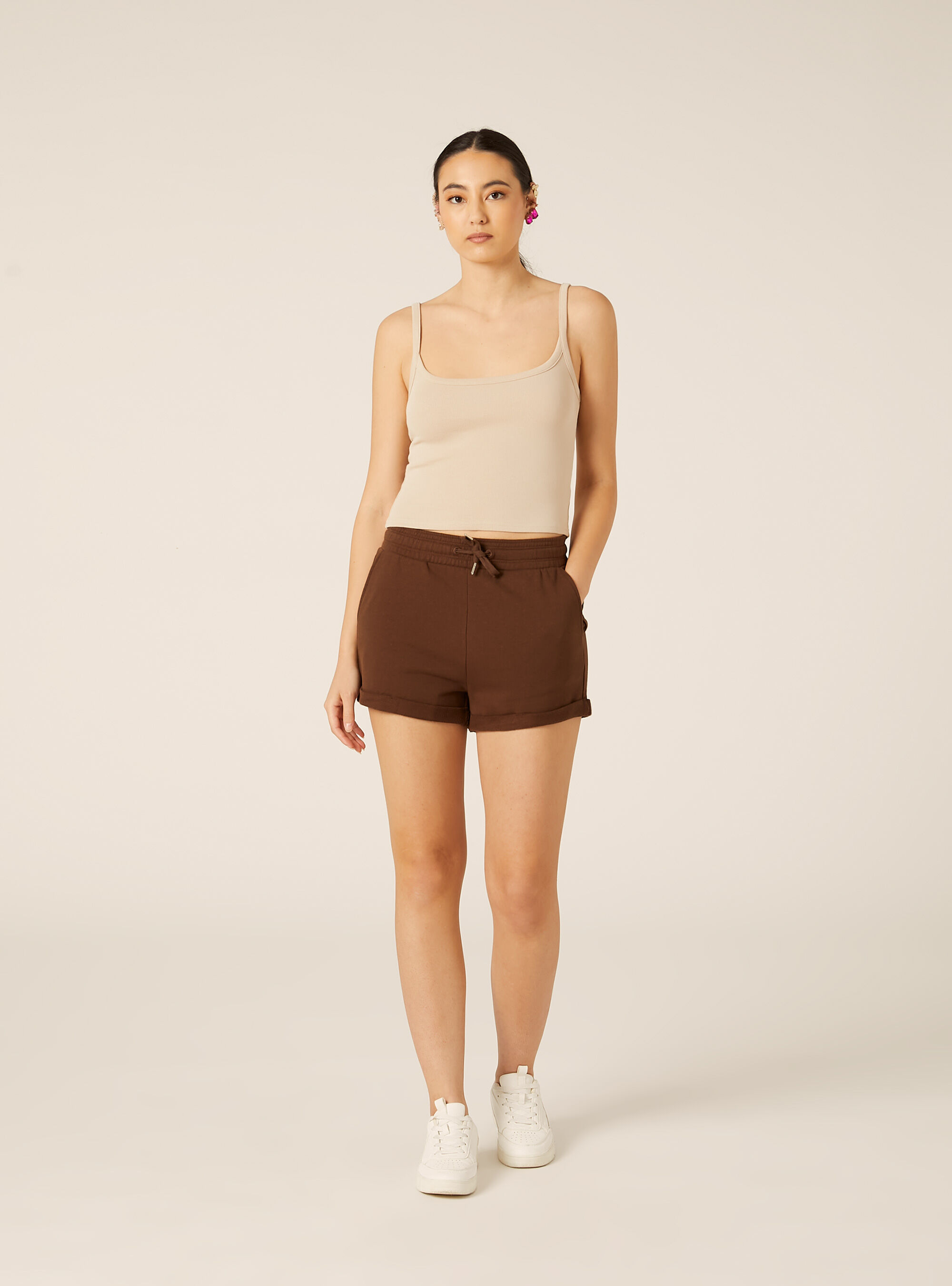 Canotta crop a coste basic, BG2 BEIGE MEDIUM