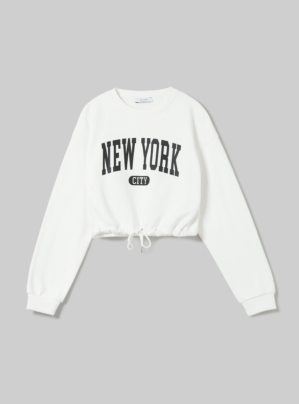 Cropped college sweatshirt with drawstring - Main Image