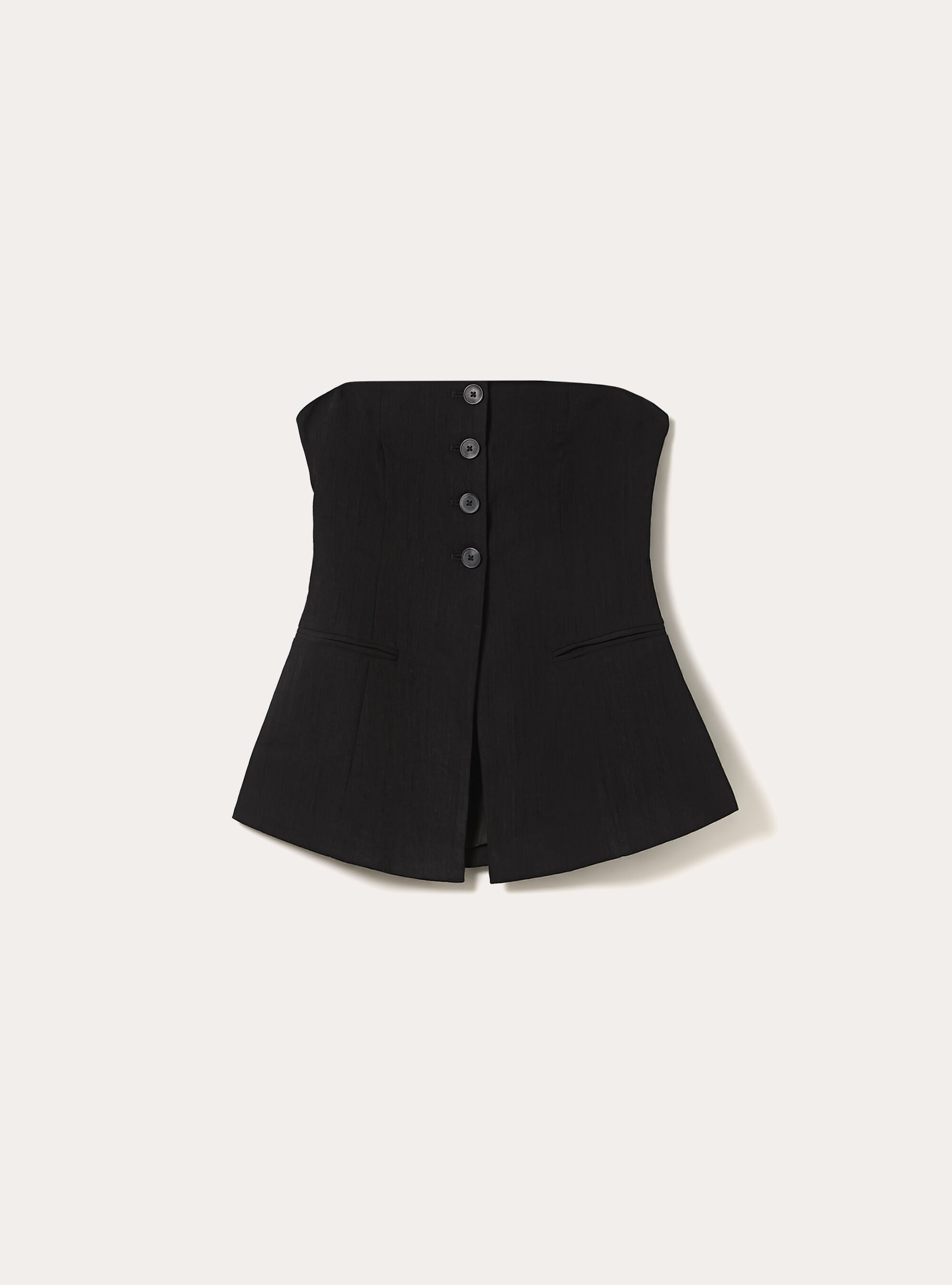 Chaleco cruzado con textura, BK1 BLACK