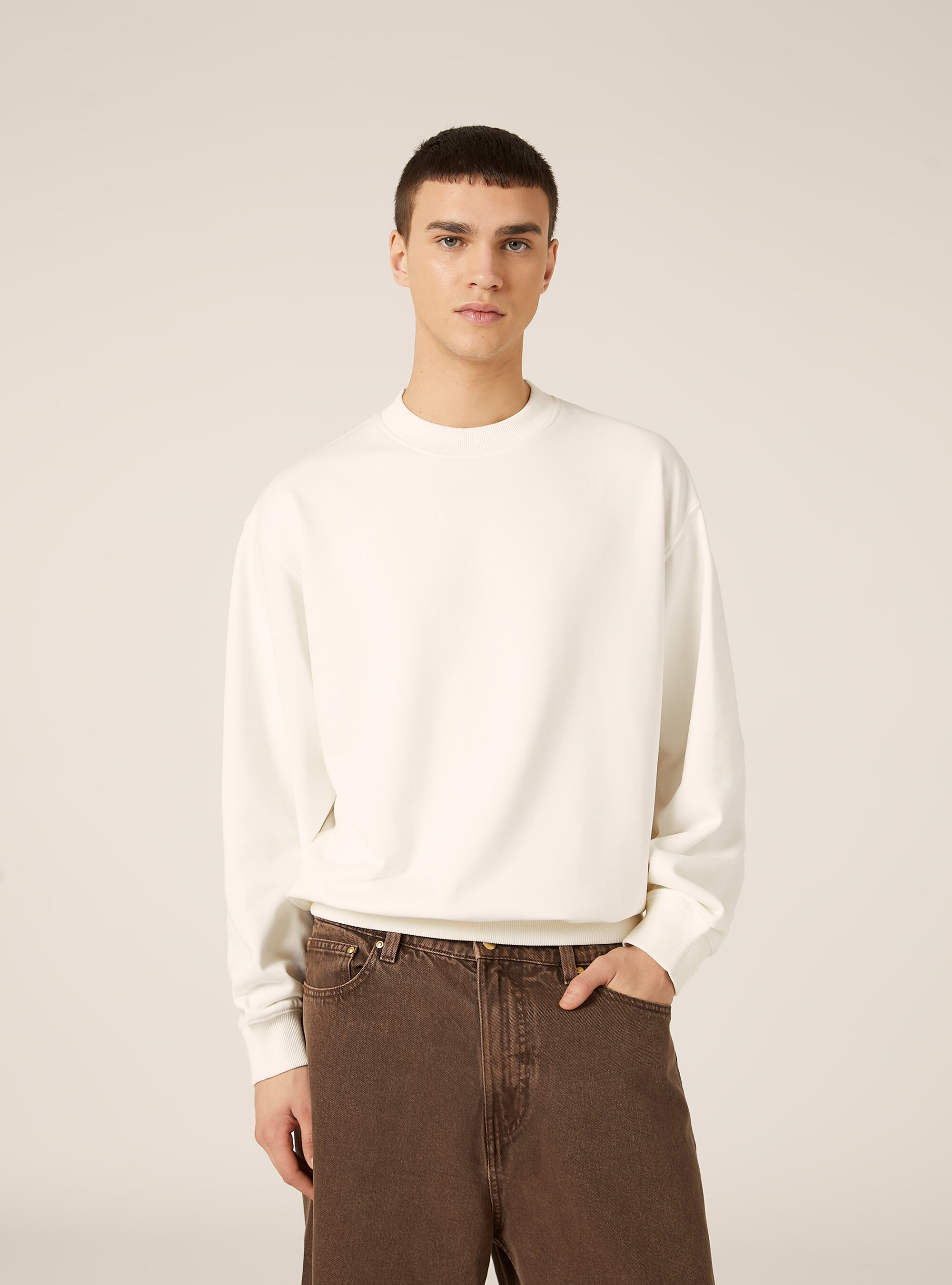 Boxy fit crew neck sweatshirt, WH2 WHITE