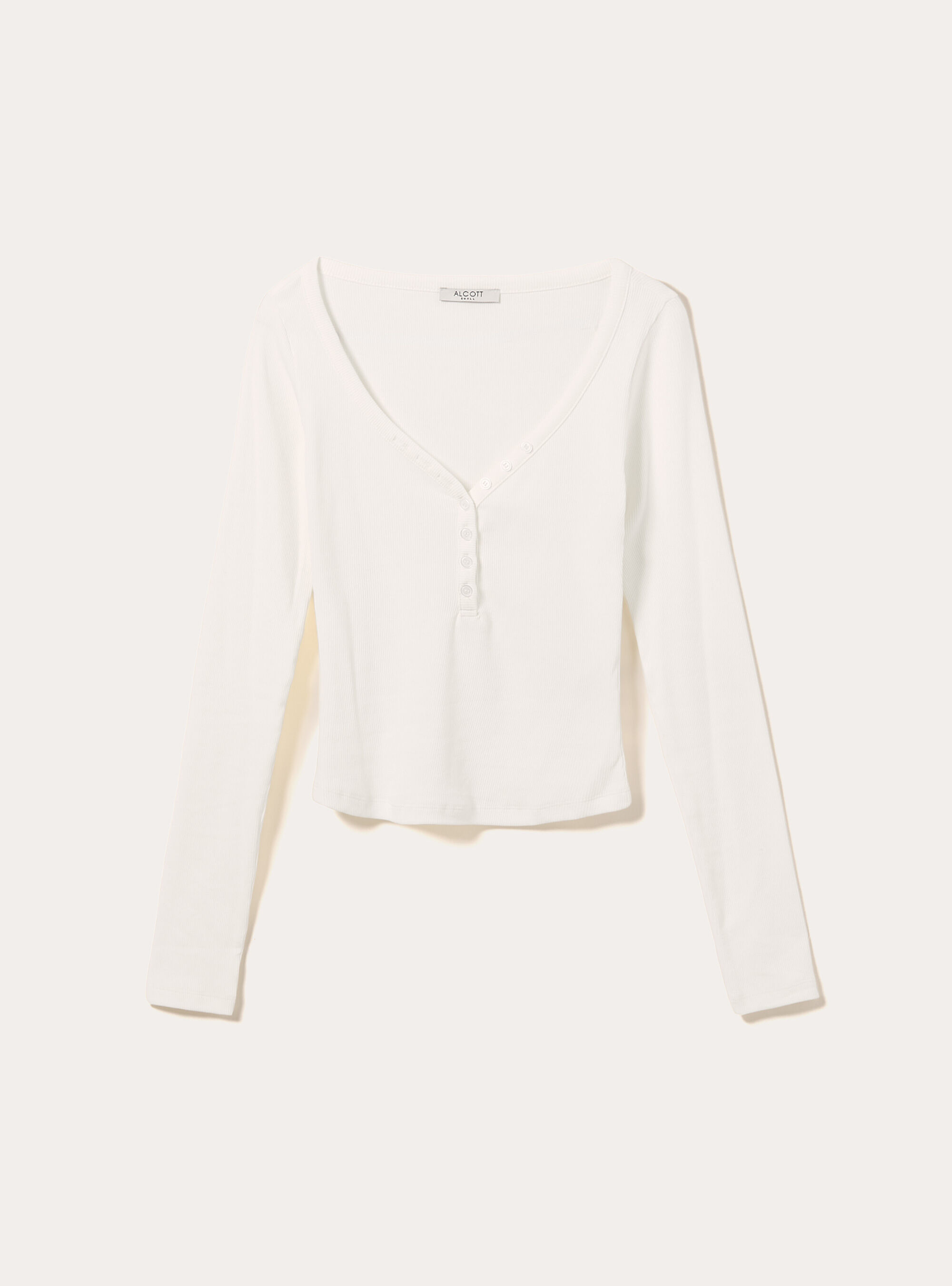 Maglietta a maniche lunghe con scollo a V, WH2 WHITE