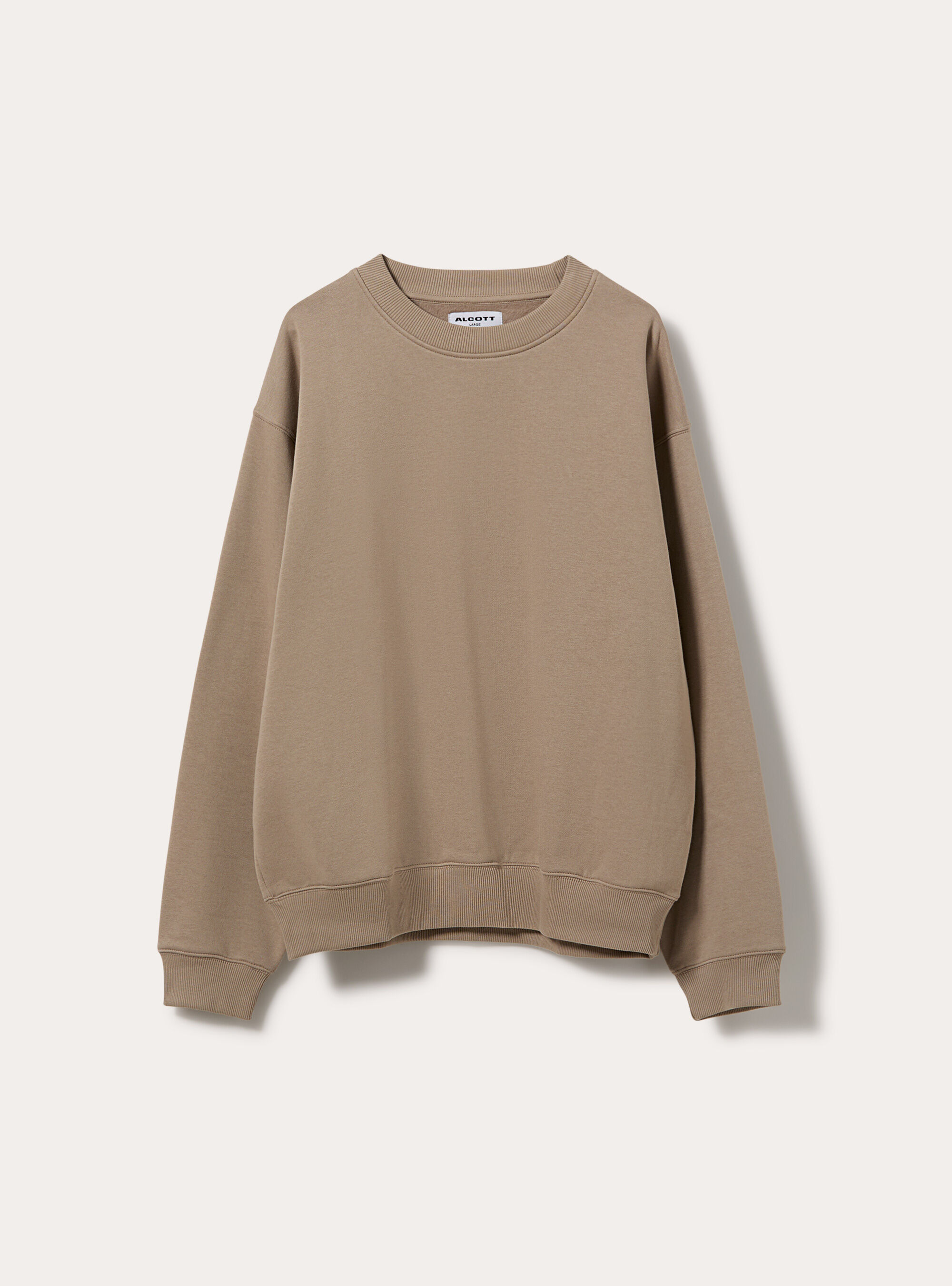 Felpa girocollo basica boxy fit, BG2 BEIGE MEDIUM