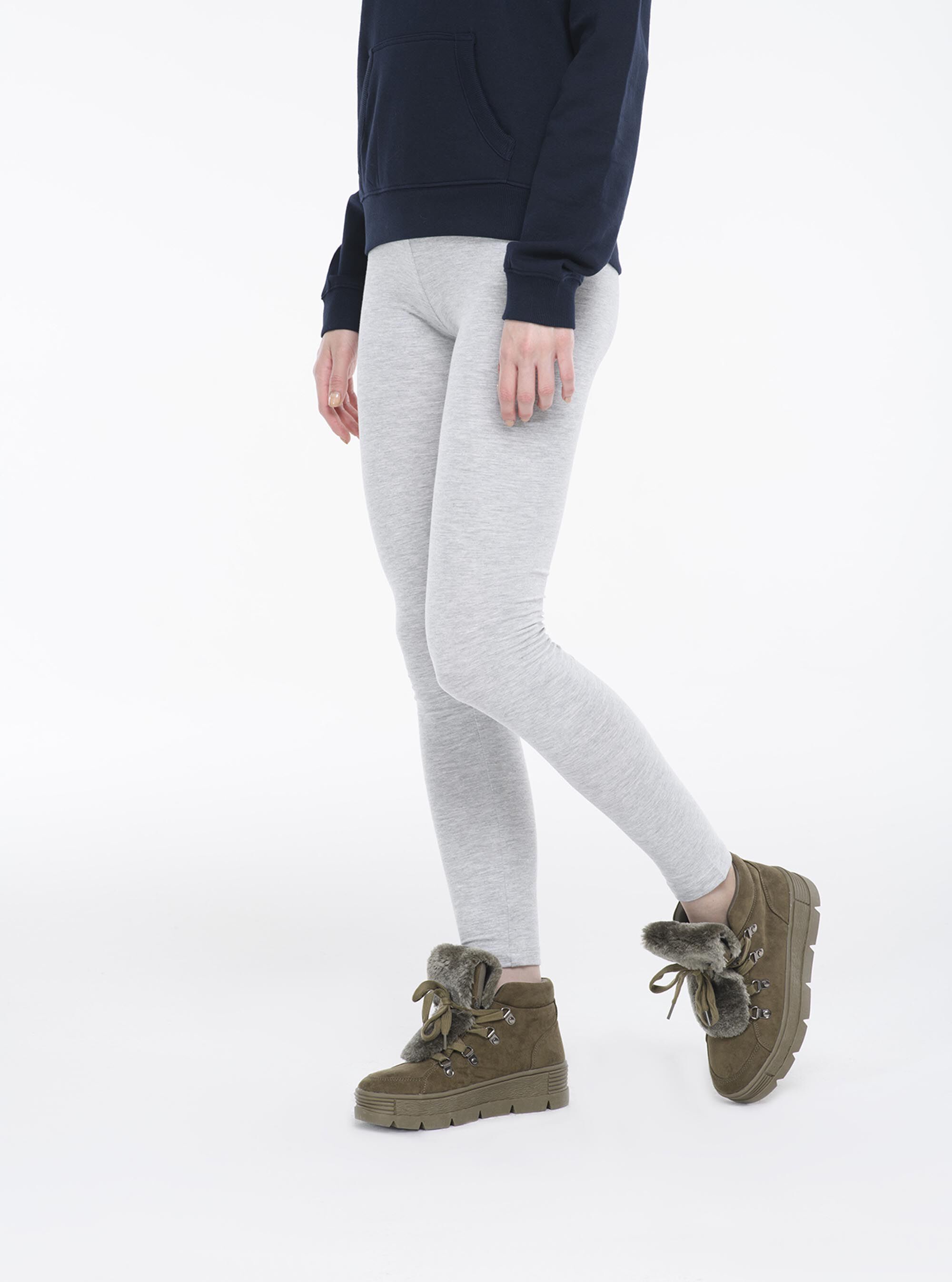 STRETCH LEGGINGS, LIGHT GREY MELANGE