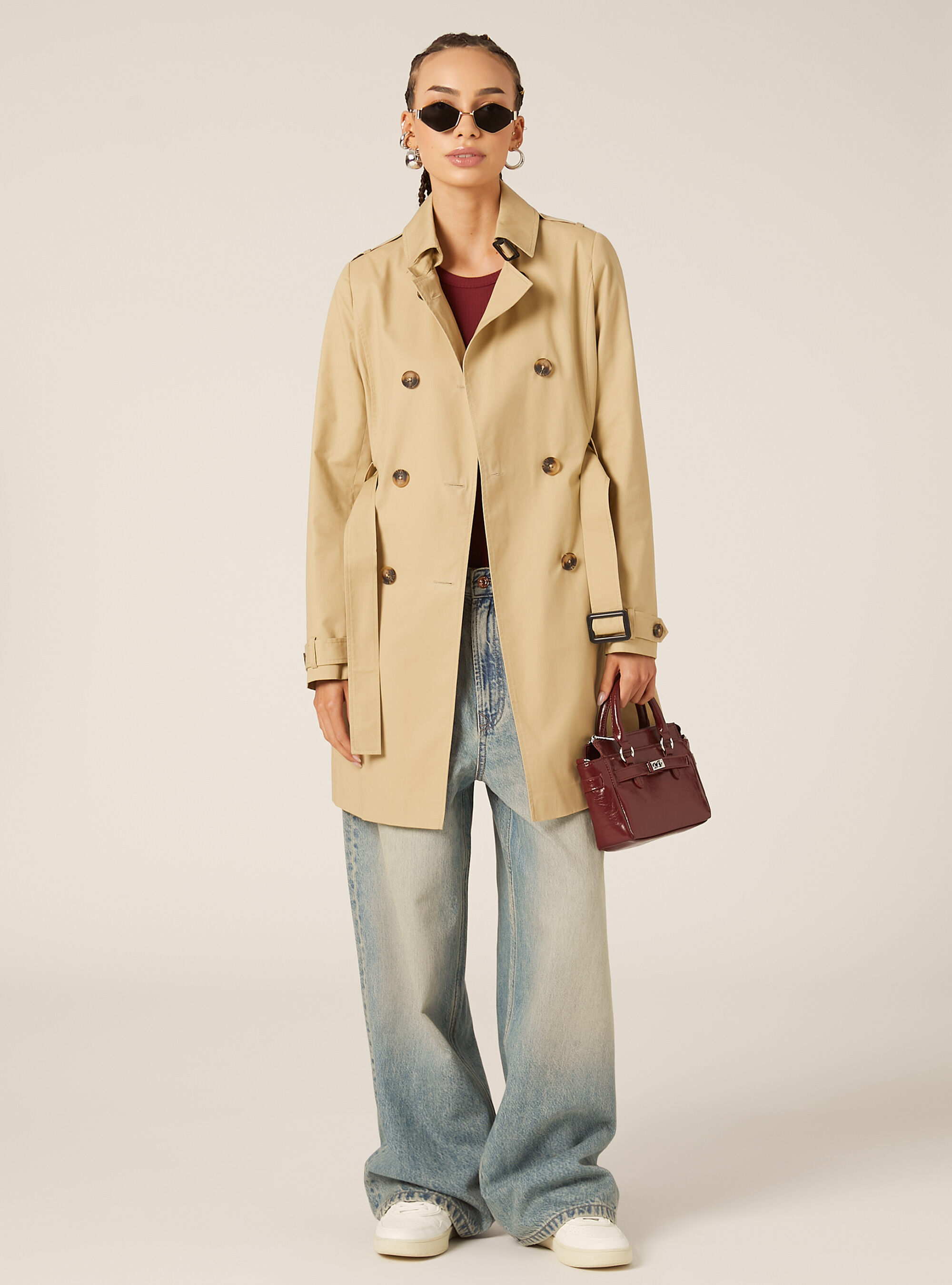 Trench con cintura, BG1 BEIGE DARK