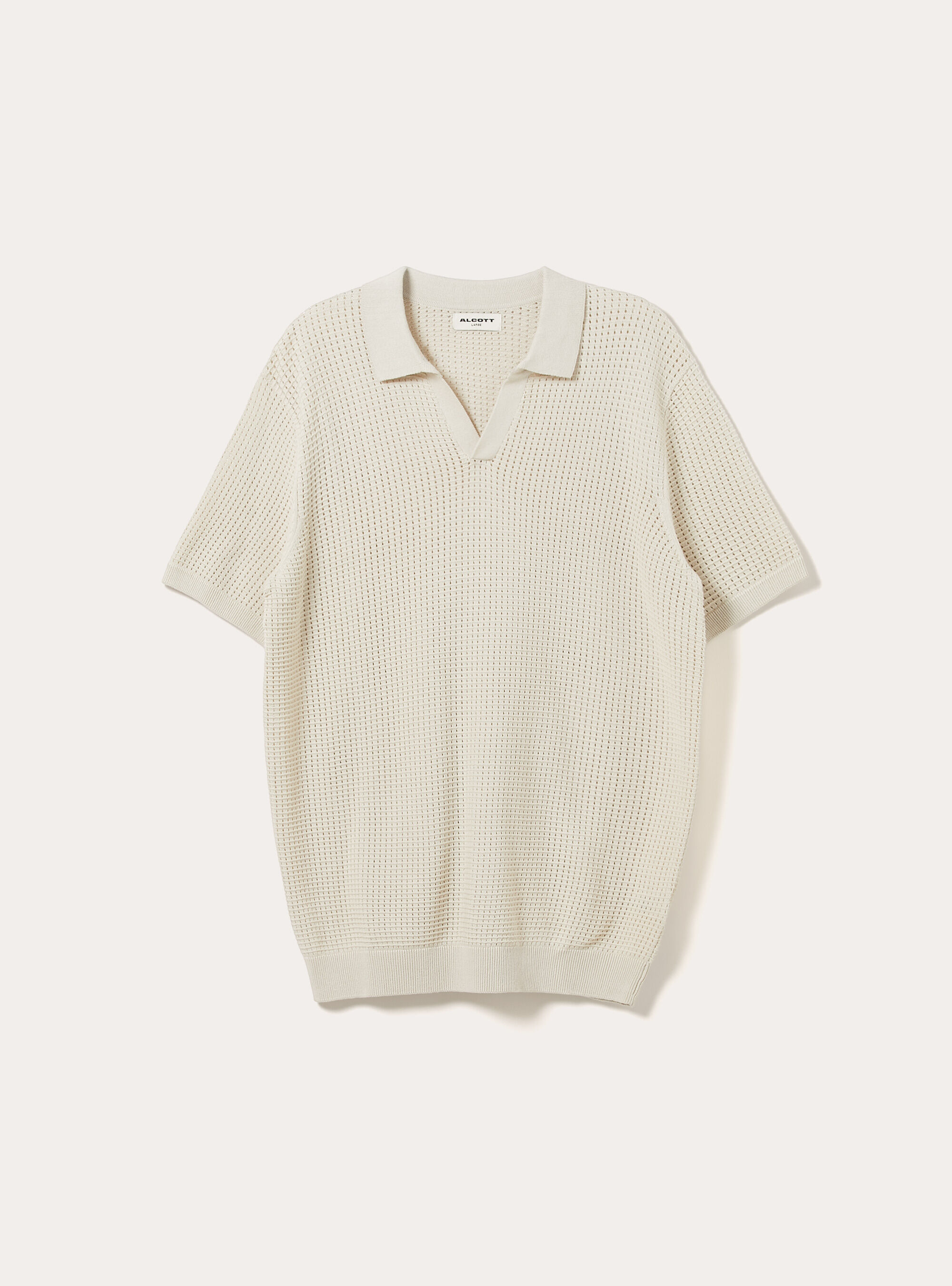 Polo-Shirt aus durchbrochenem Strick, CR3 CREAM LIGHT