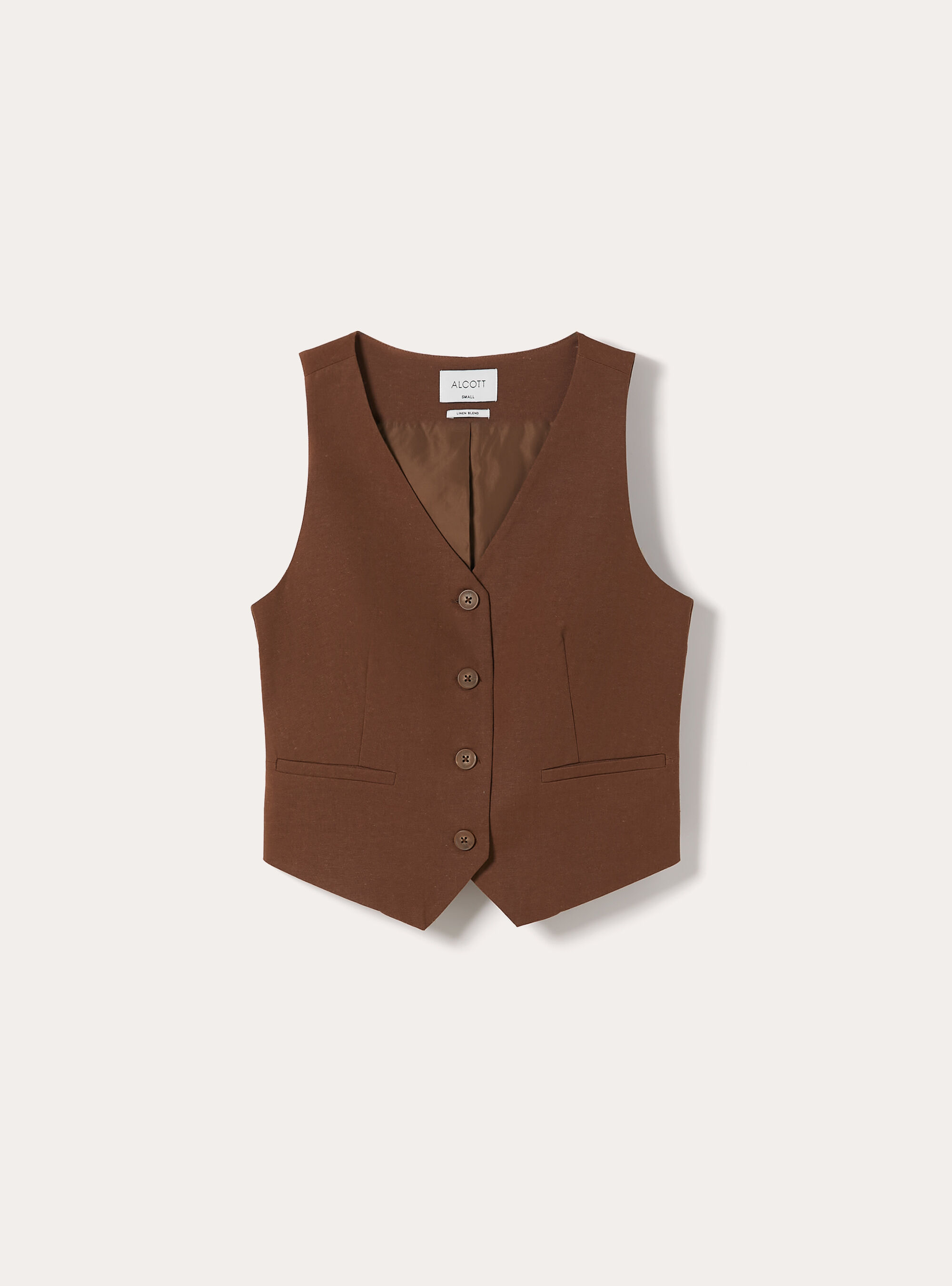 Chaleco en mezcla de lino, BR2 BROWN MEDIUM