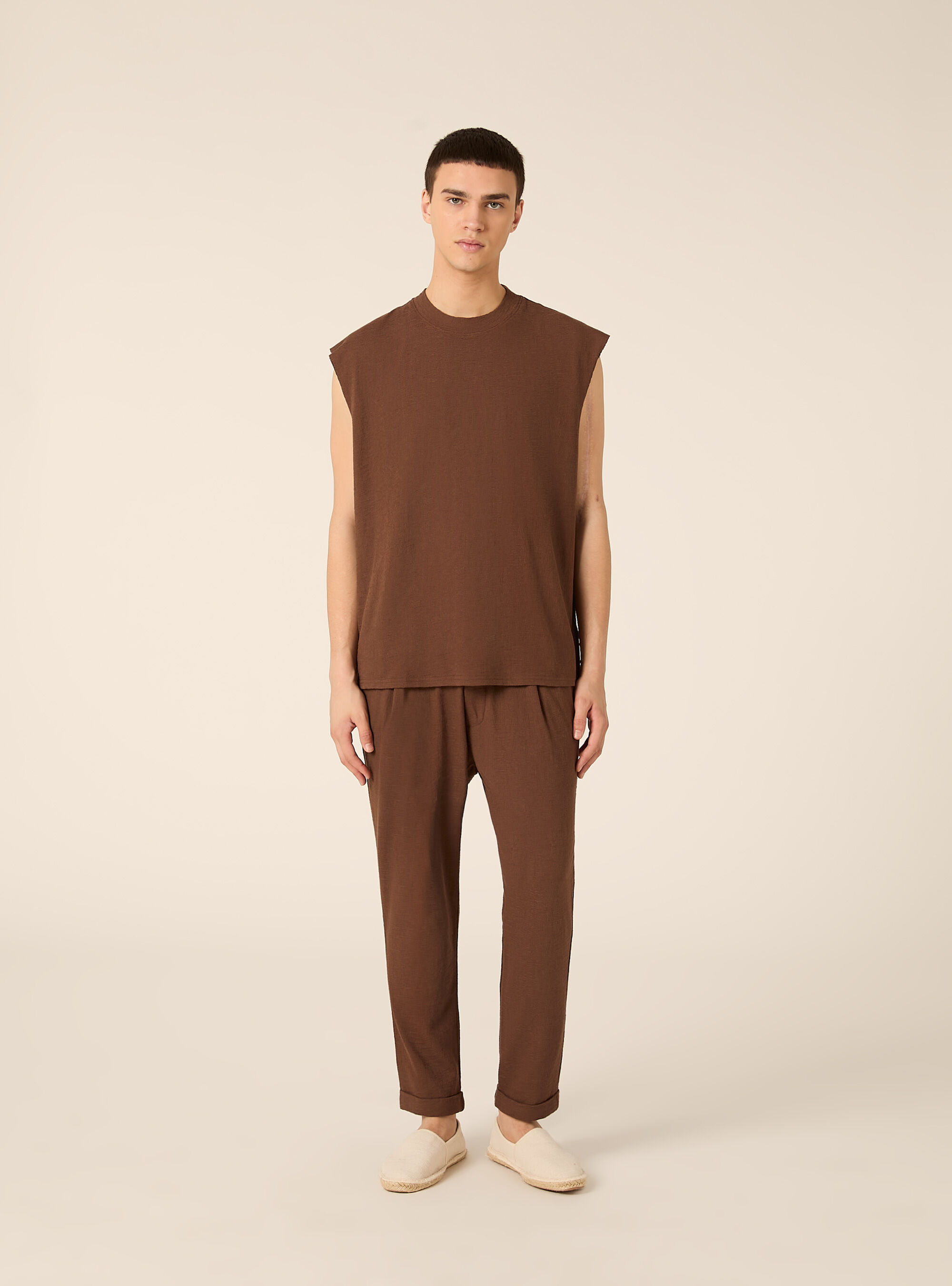 Canotta boxy fit  in jersey texture