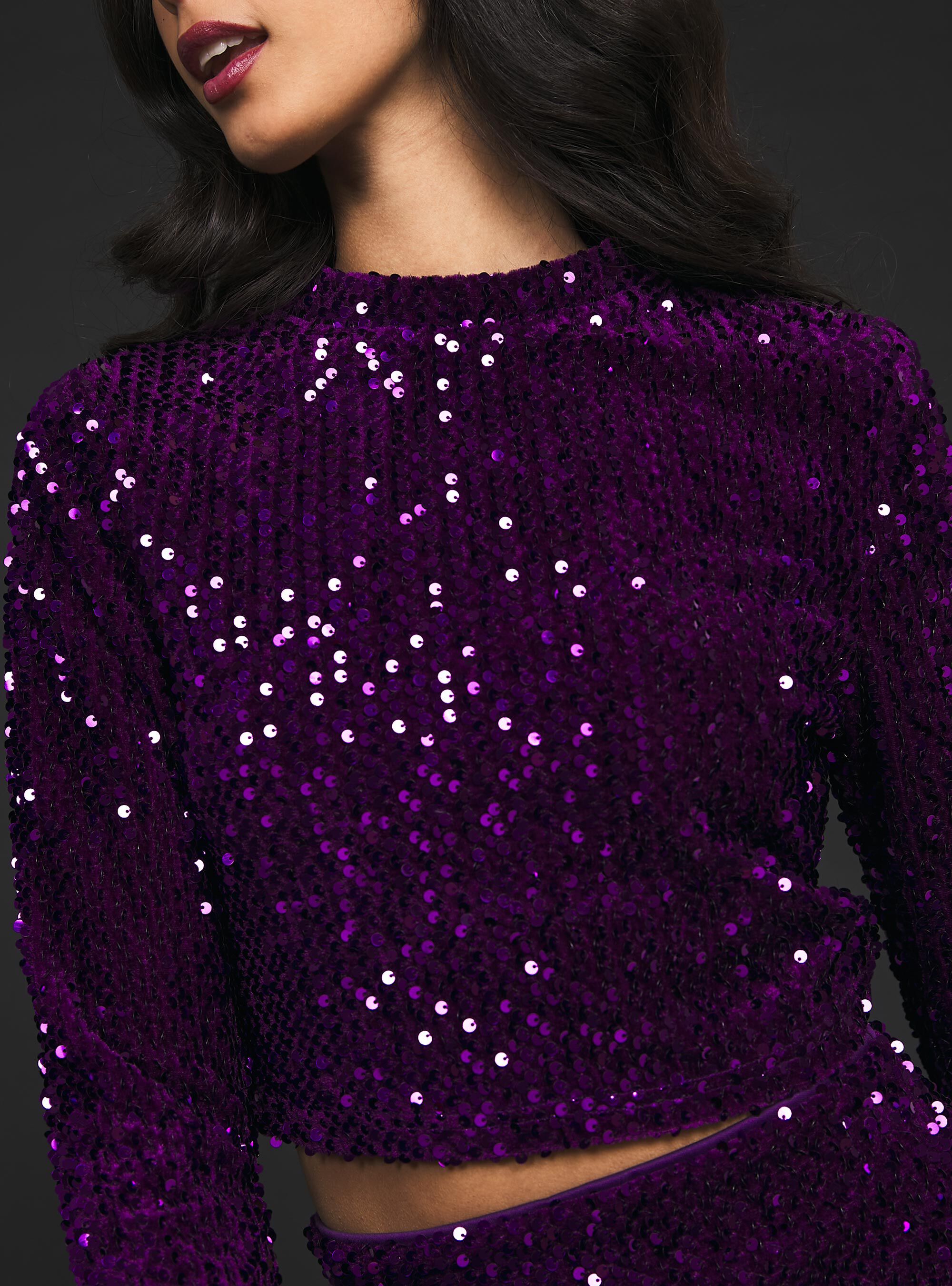Top maniche discount lunghe paillettes