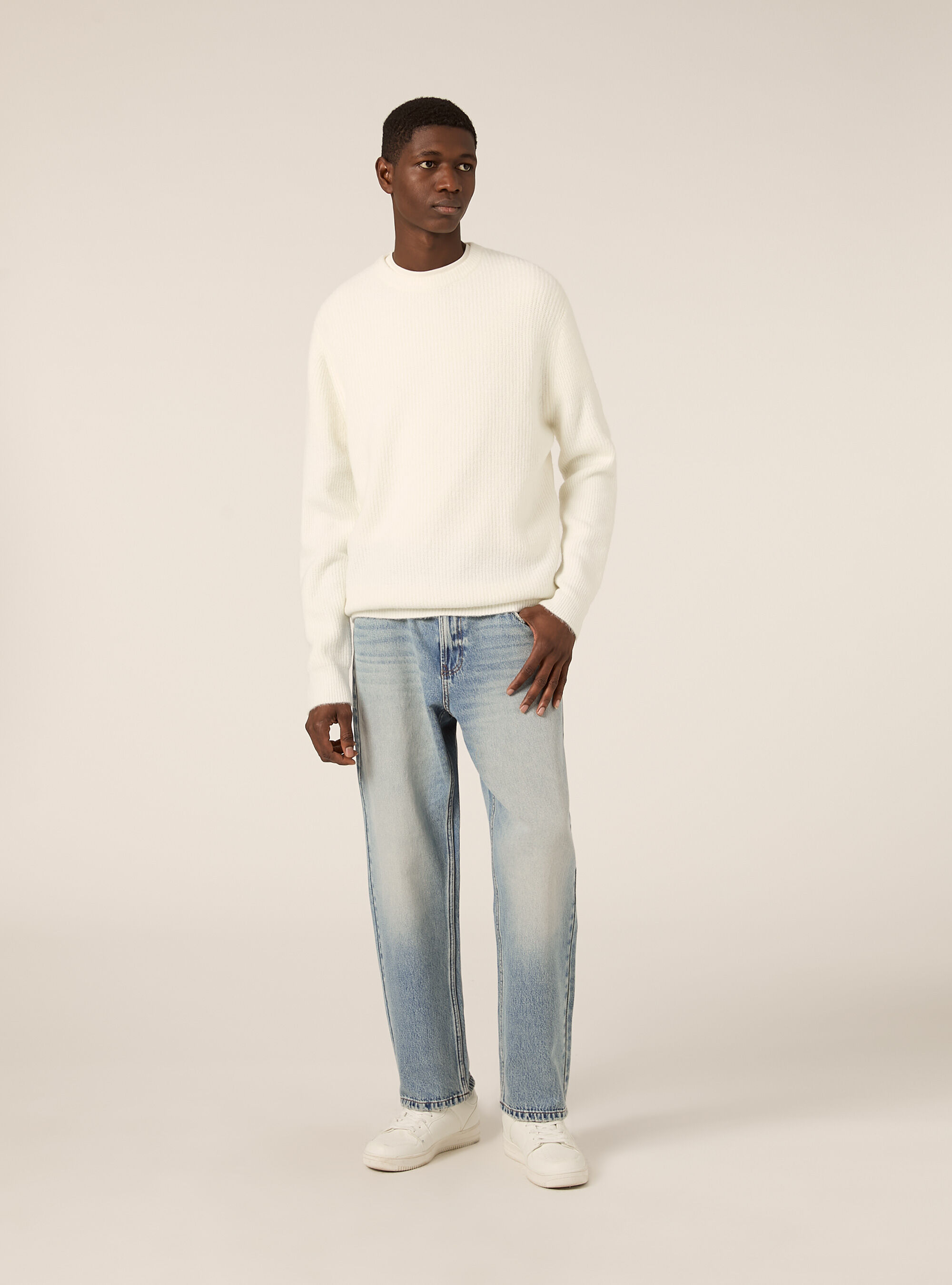 English ribbed crew neck jumper