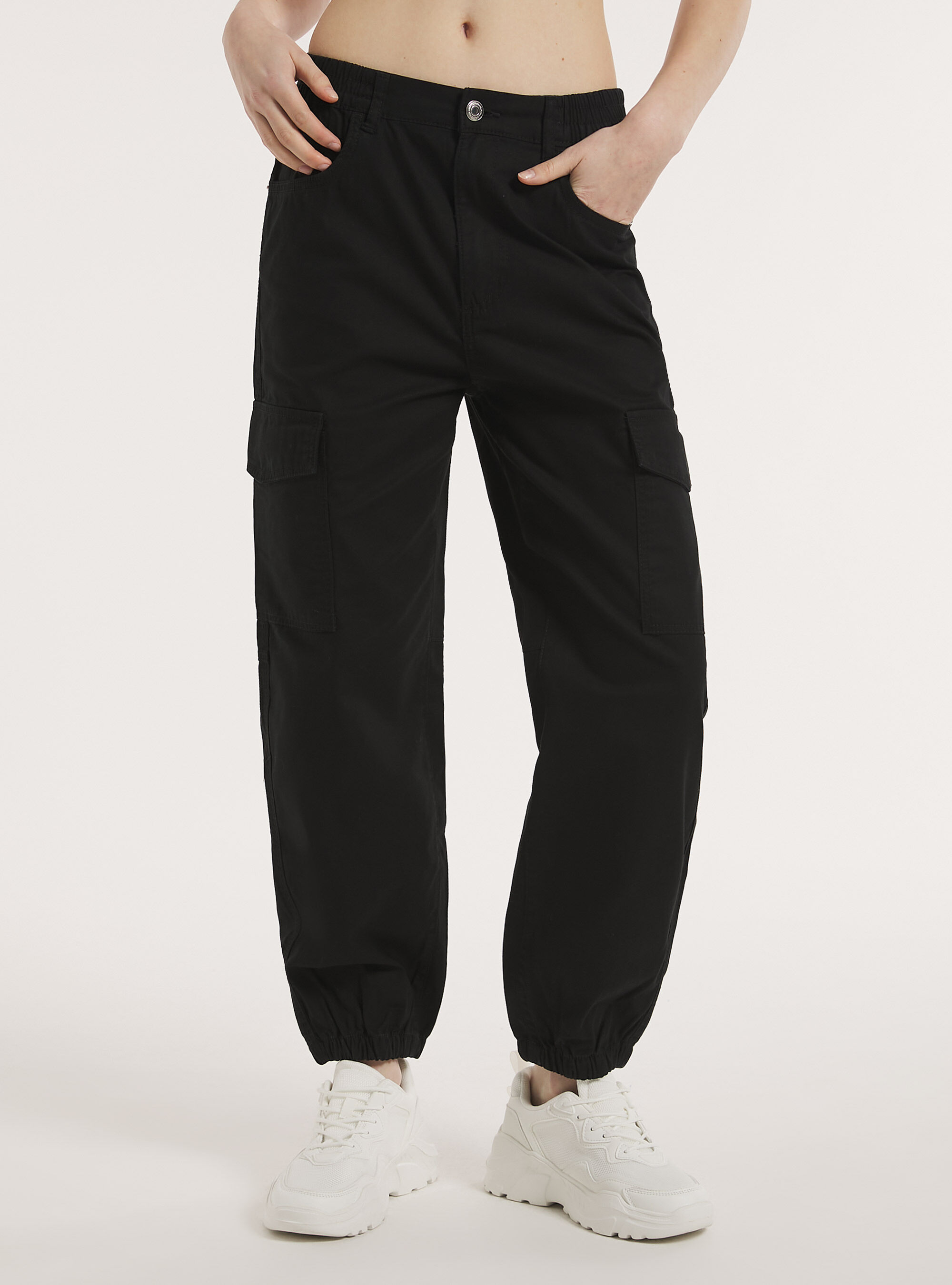 Pantaloni jogger cargo, BK1 BLACK