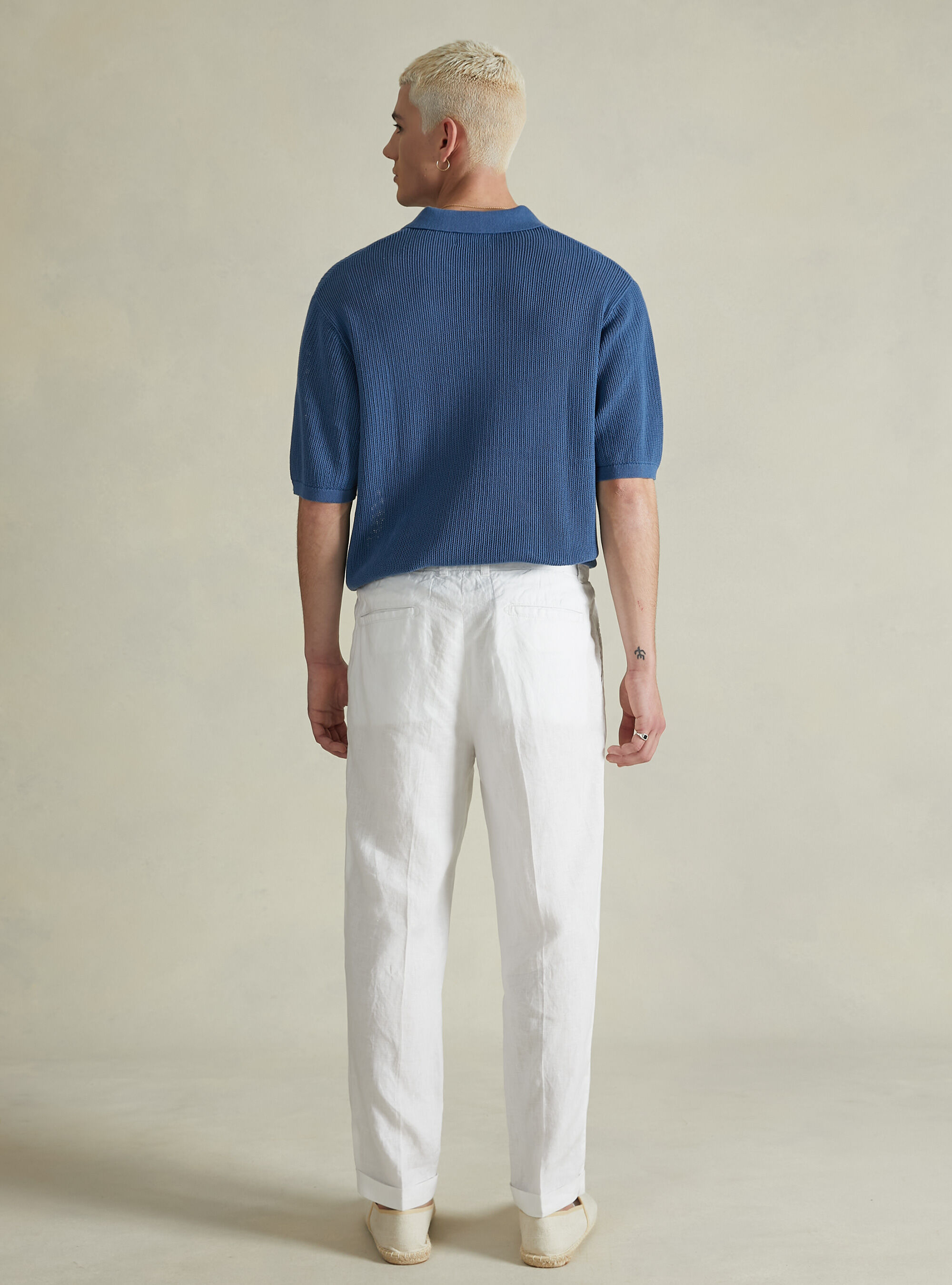 Pure linen trousers with pleats, WH2 WHITE