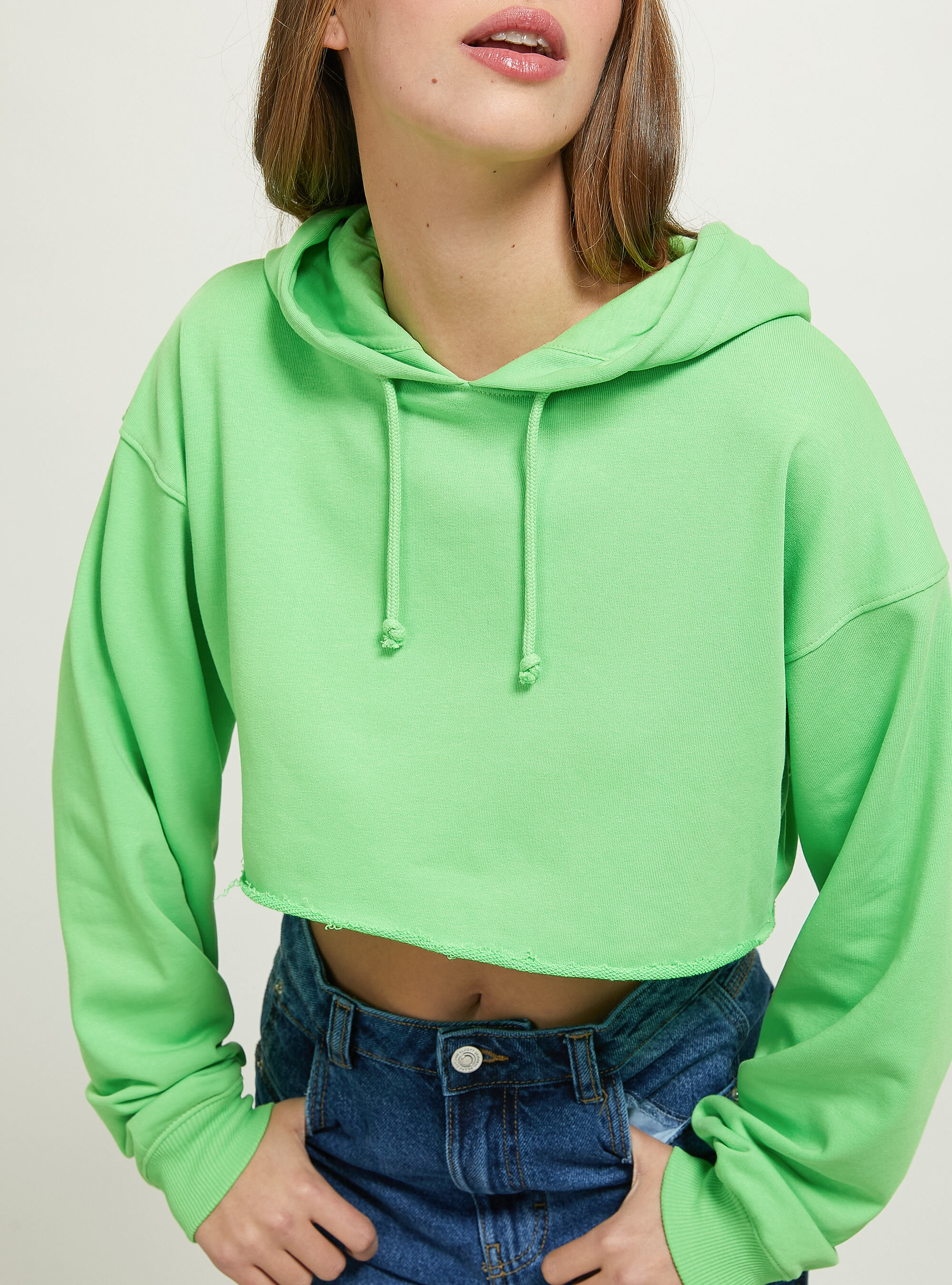 Cropped hooded sale jumper